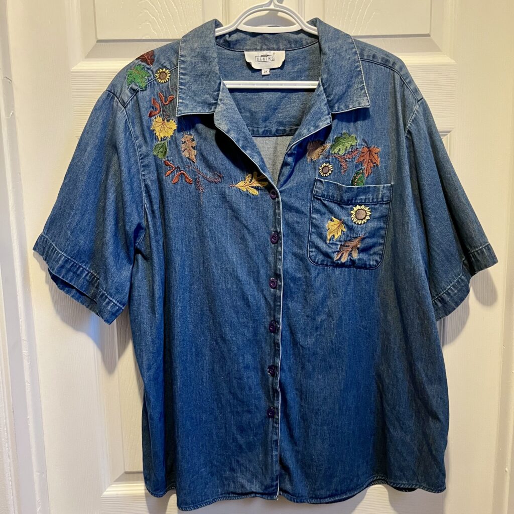 Featured image for Vintage Only Denims Shirt buttons down embroidered fall floral 2X short sleeve