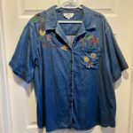 Featured thumbnail for Vintage Only Denims Shirt buttons down embroidered fall floral 2X short sleeve
