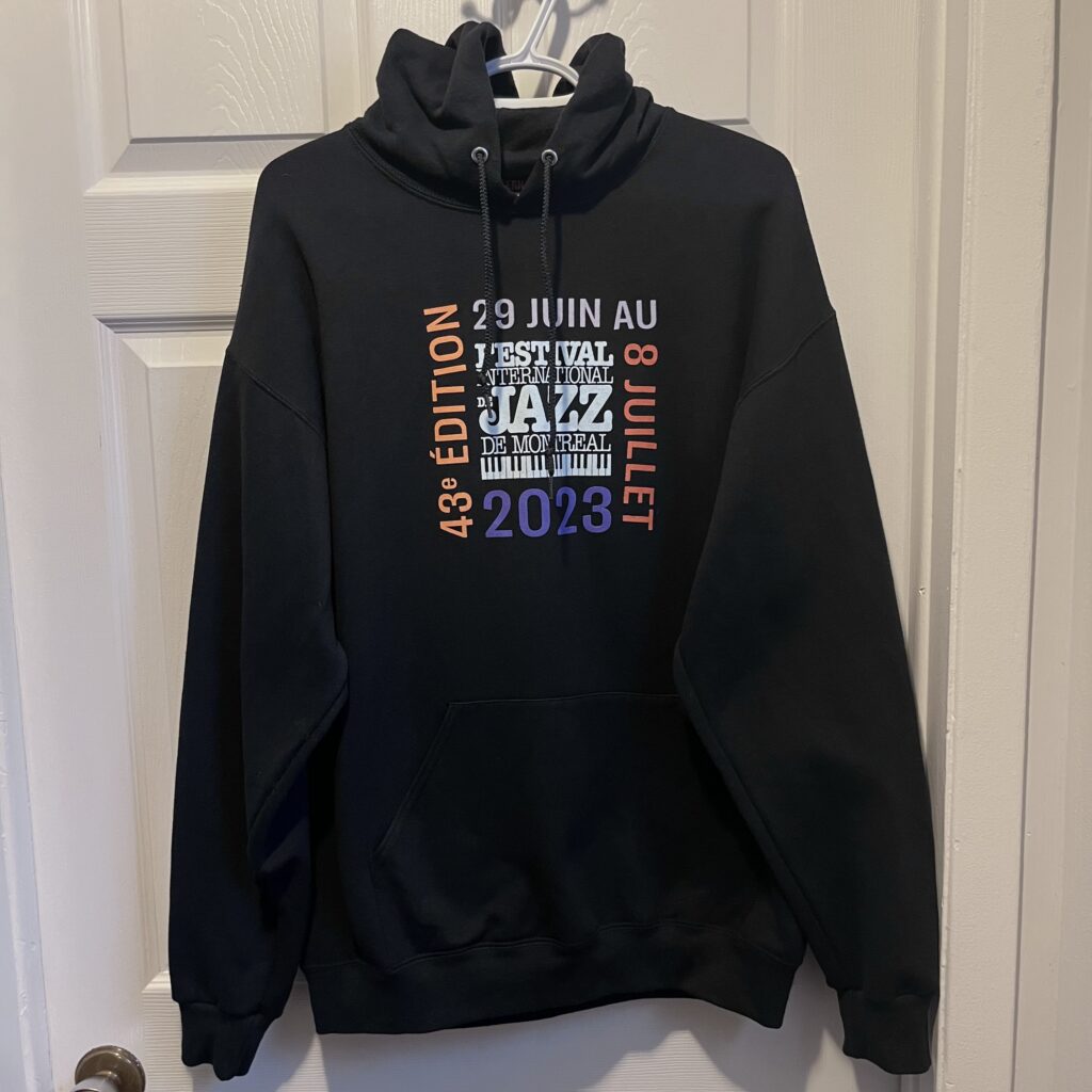 Featured image for Festival Jazz Montreal 2023 Hoodie sweater pull Large Men long sleeve music fest