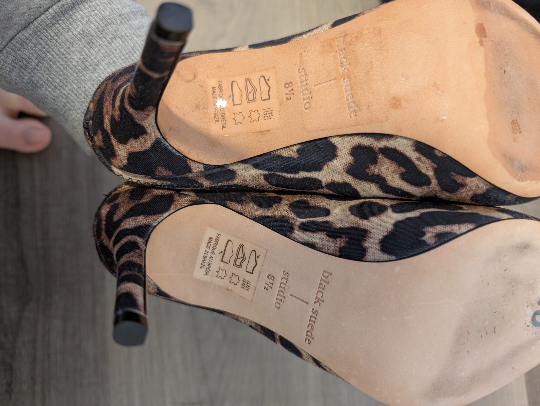 Image for Black Suede Studio/Iona Leopard Mules Sz 8.5