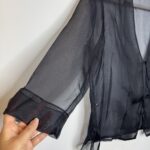 Thumbnail for J. Jill navy Sheer silk front tie Women's top size 10