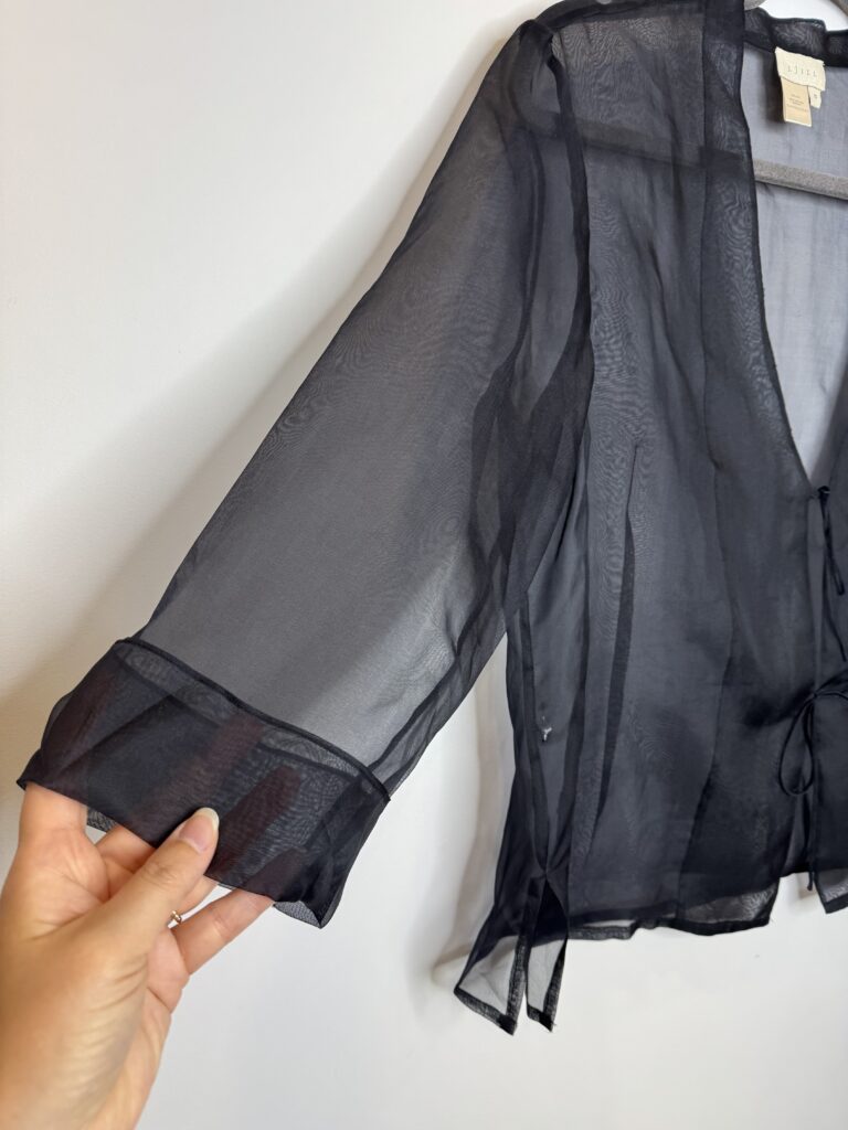 Image for J. Jill navy Sheer silk front tie Women's top size 10