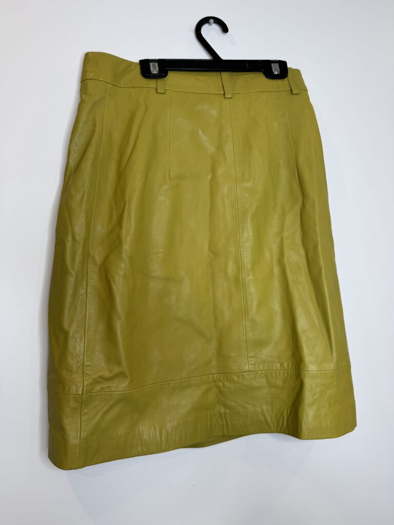 Image for New Just Female mina leather wrap skirt in amber chartreuse green size small