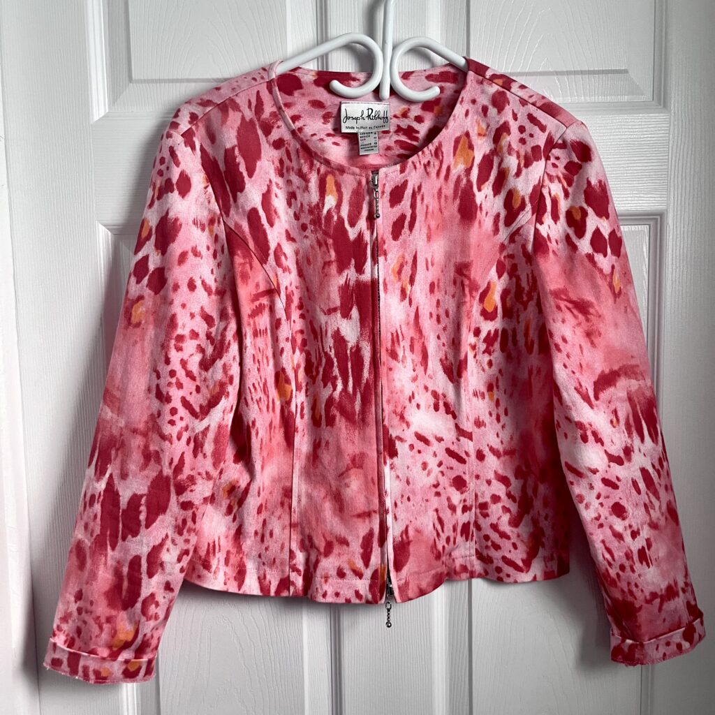 Featured image for NWOT Joseph Ribkoff Jacket Pink Large 12 Women long sleeve Zip Up animal print