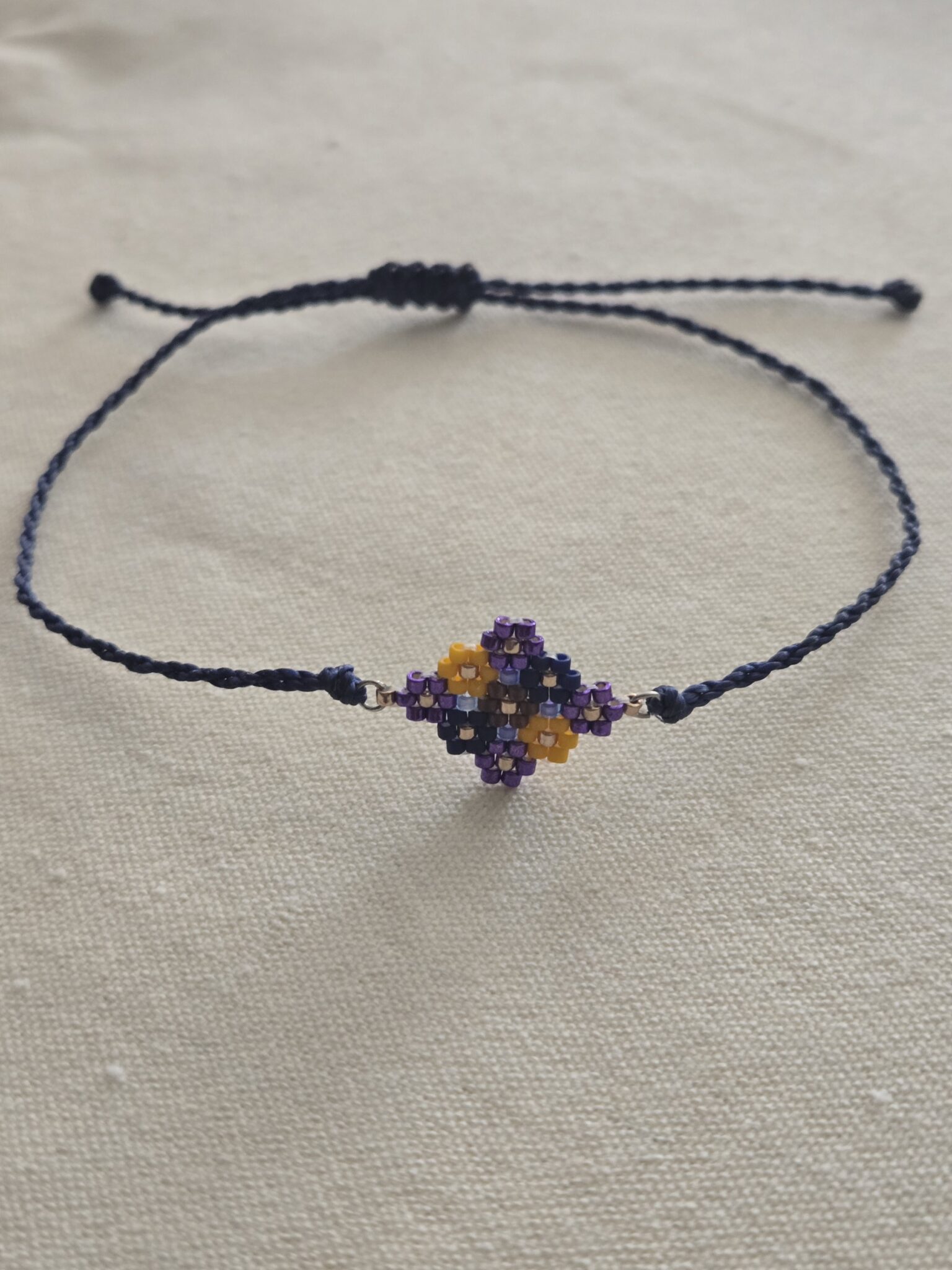Featured image for SAGE BOHÈME adjustable bracelet in woven pearl flowers - blue