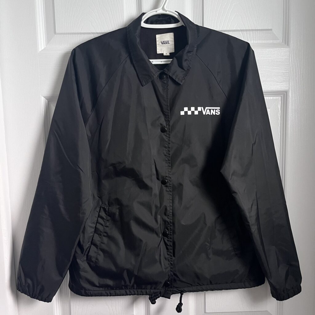 Featured image for VANS Thanks Coach Jacket Windbreaker Black Lightweight Small Men / Medium Women