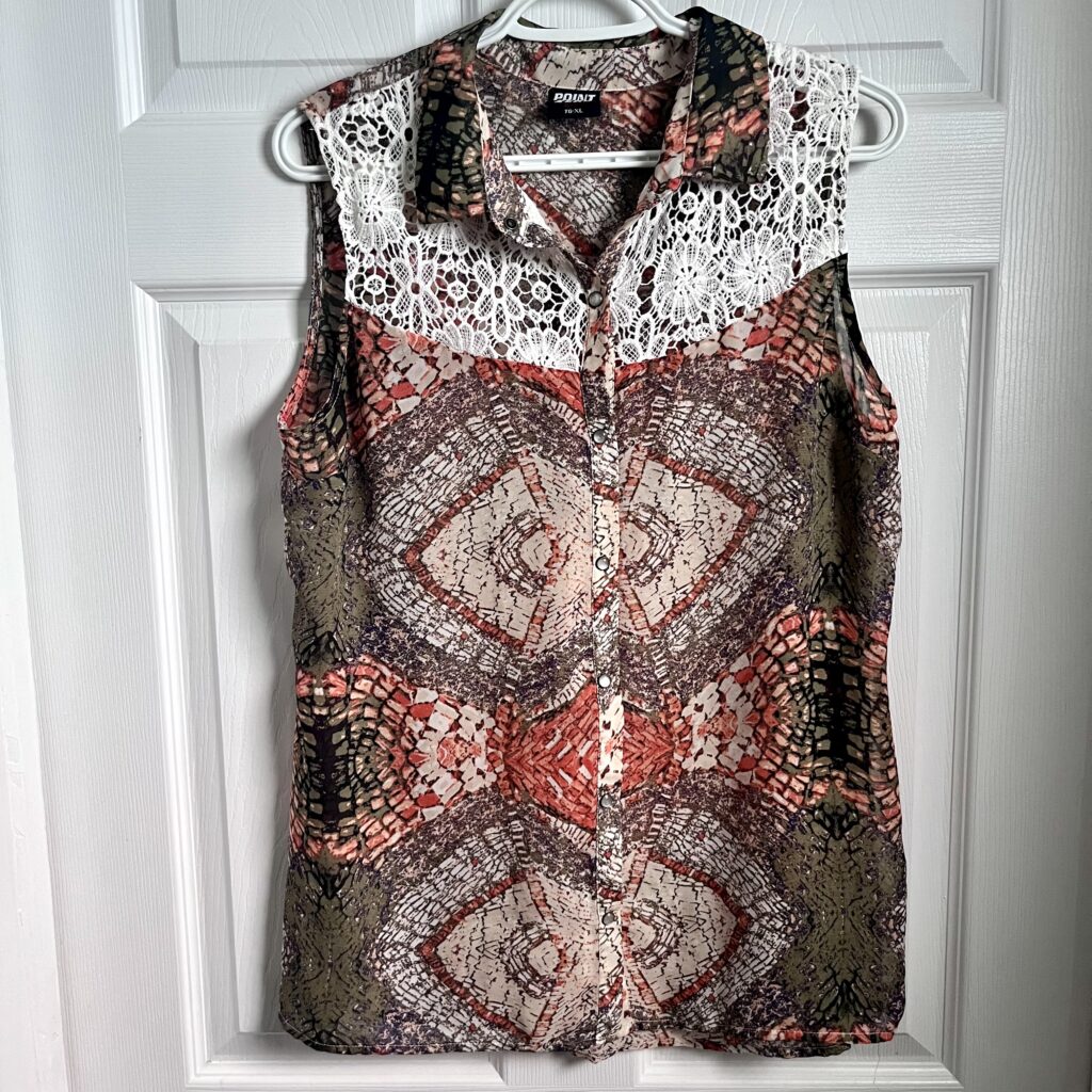 Featured image for Point Zero Cami tank Top XL Women sleeveless collared summer multicolour