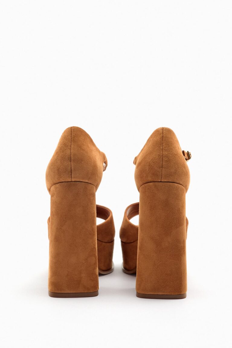 Image for Sandales compensées en daim brun Zara 36 neuf avec étiquette