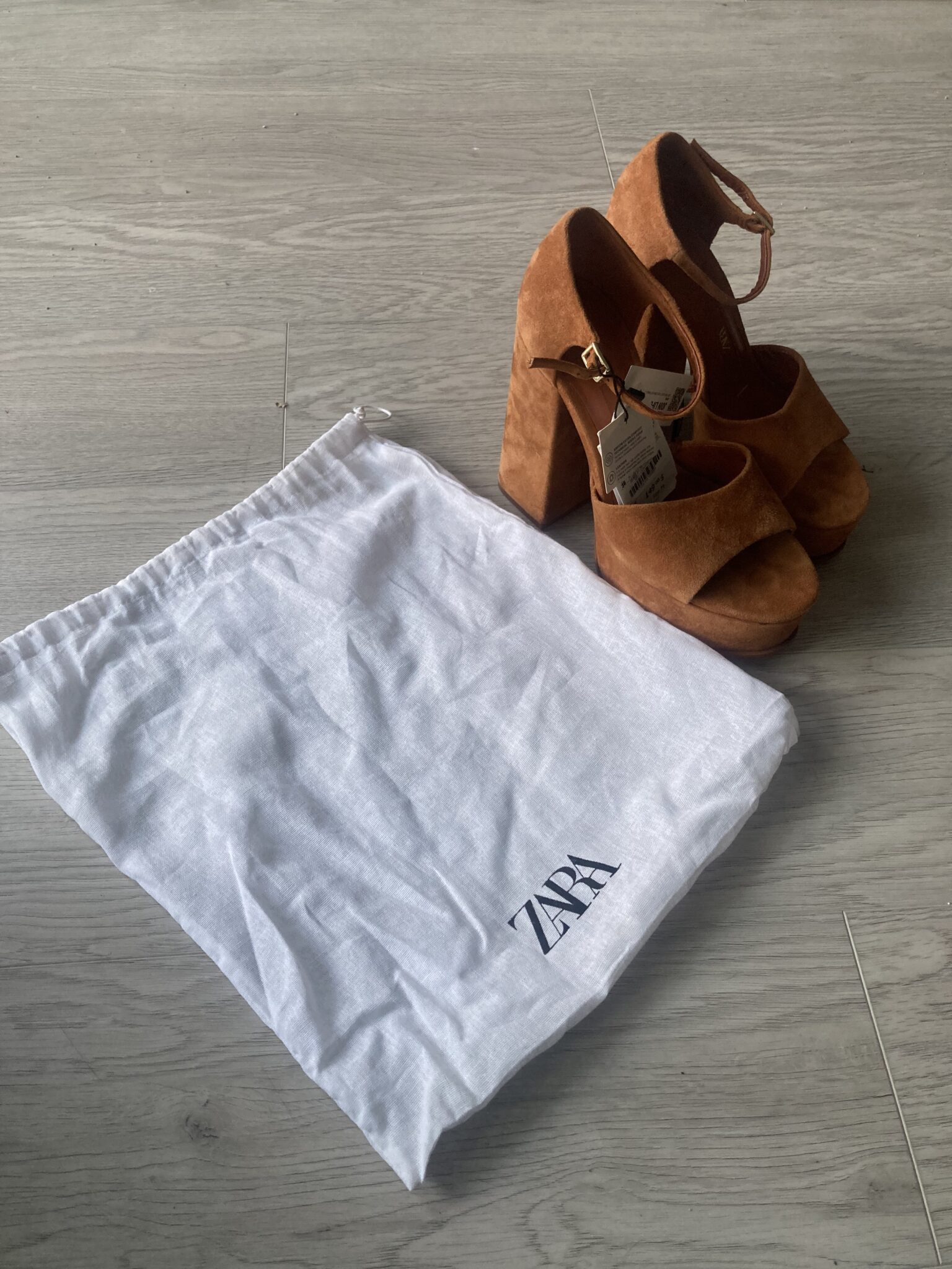 Image for Sandales compensées en daim brun Zara 36 neuf avec étiquette