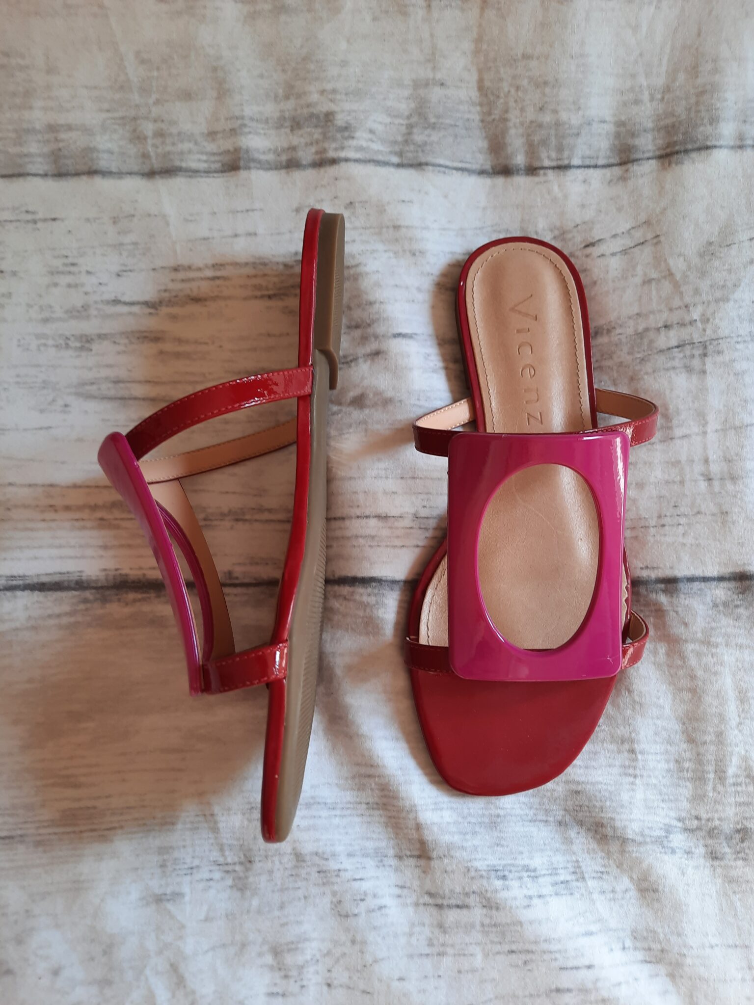 Image for Magnifiques sandales rouges et roses de marque Vicenza