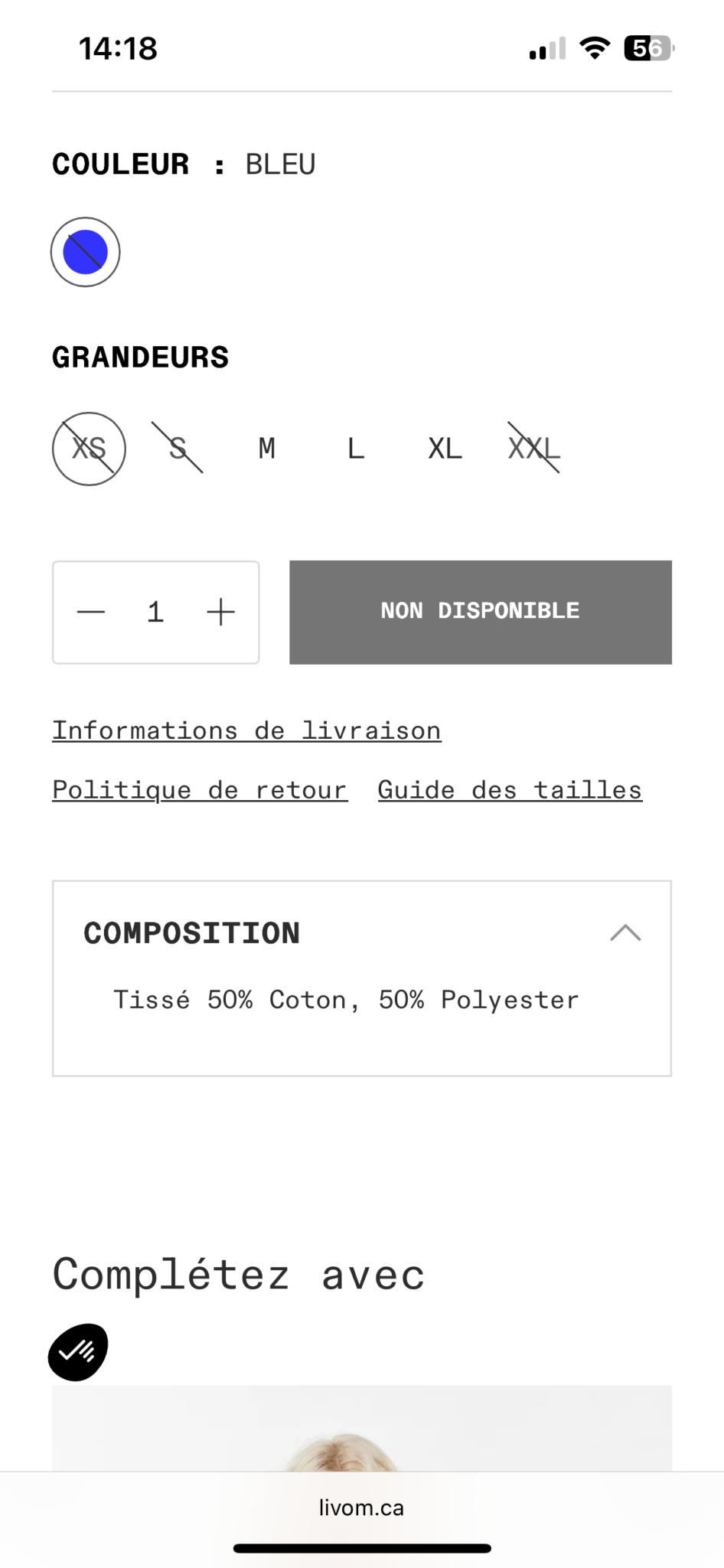 Image for Camisole bleu et blanche Livom