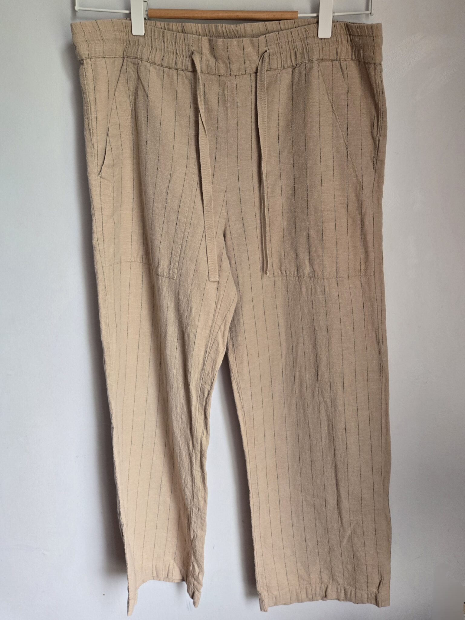Featured image for Oak +Fort linen and cotton striped trousers