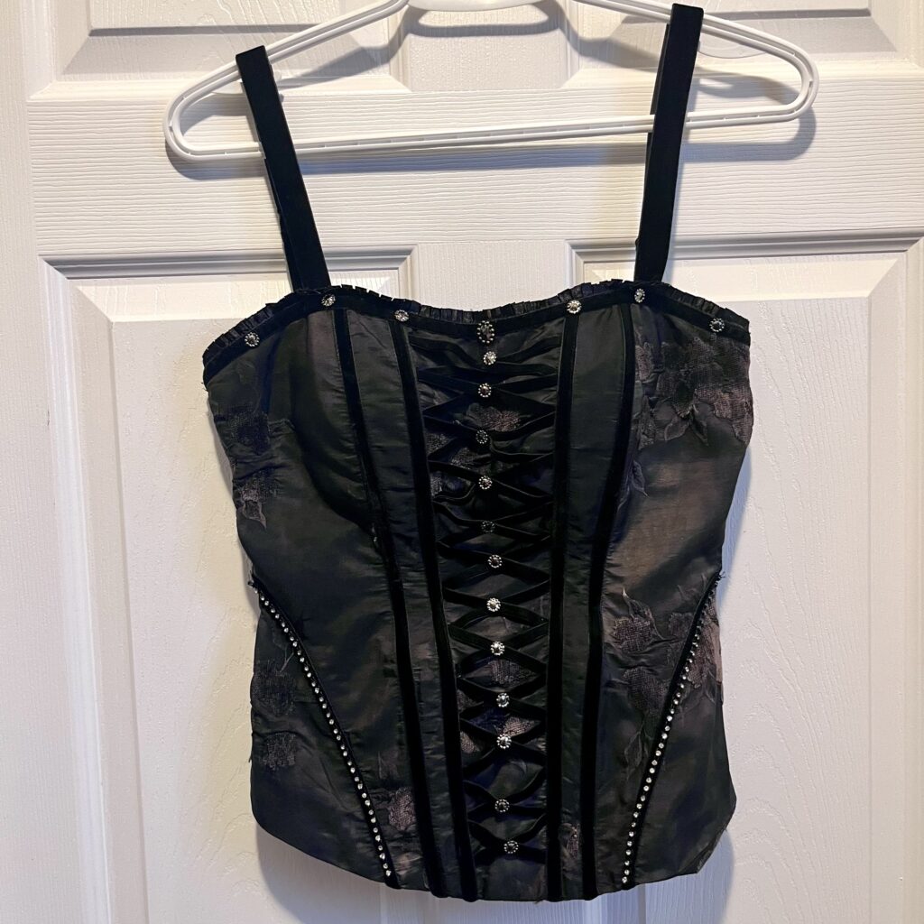 Featured image for Vintage Marie Claire Top Bustier Corset Black Floral Lace XS Small Women Goth