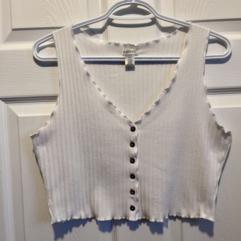 Featured image for Y2K Bozzolo Crop Top Ribbed Tank White Large Women Sleeveless summer camisole