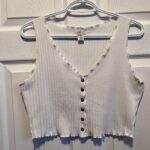 Featured thumbnail for Y2K Bozzolo Crop Top Ribbed Tank White Large Women Sleeveless summer camisole