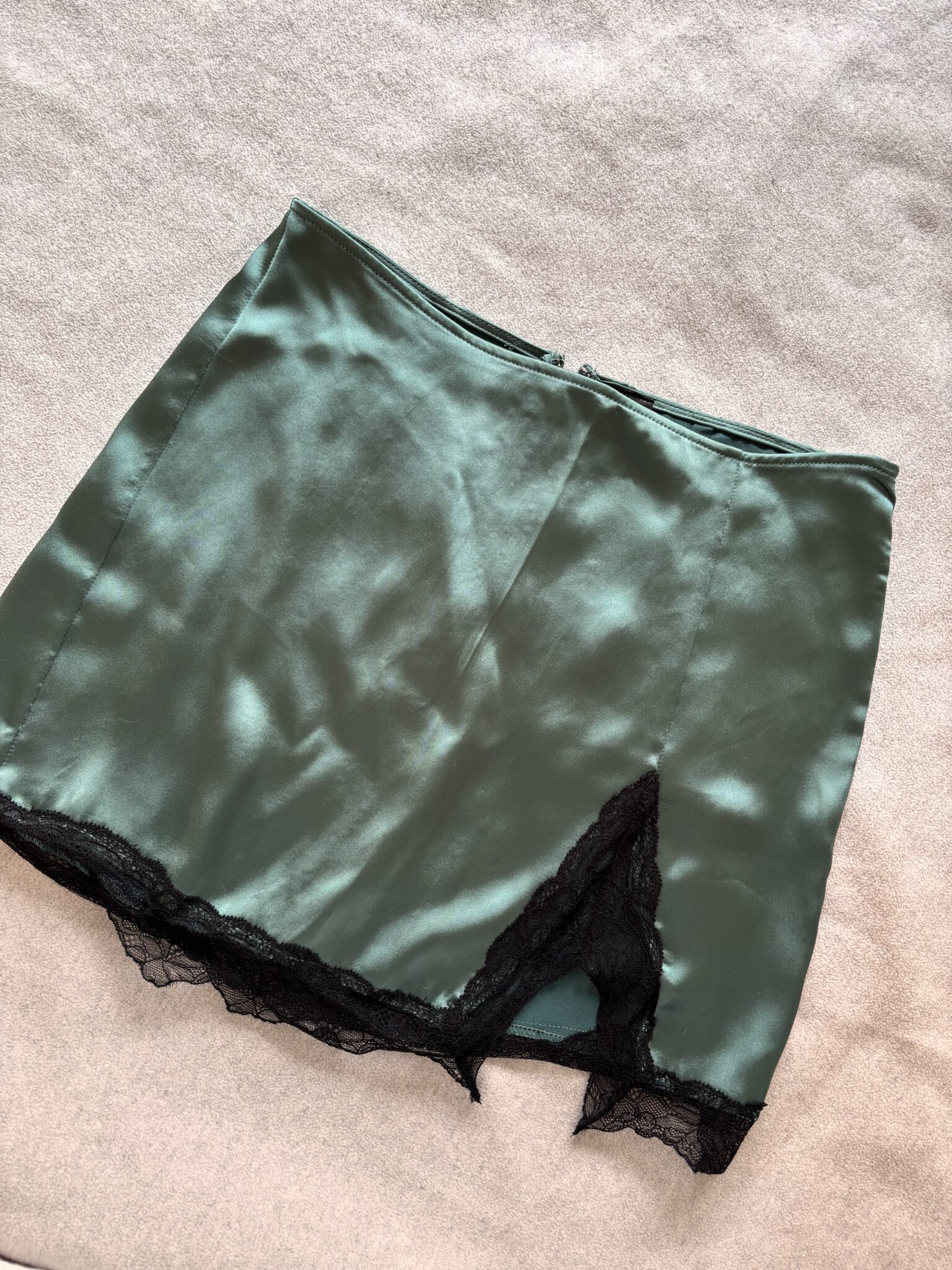 Image for Emerald green satin skirt