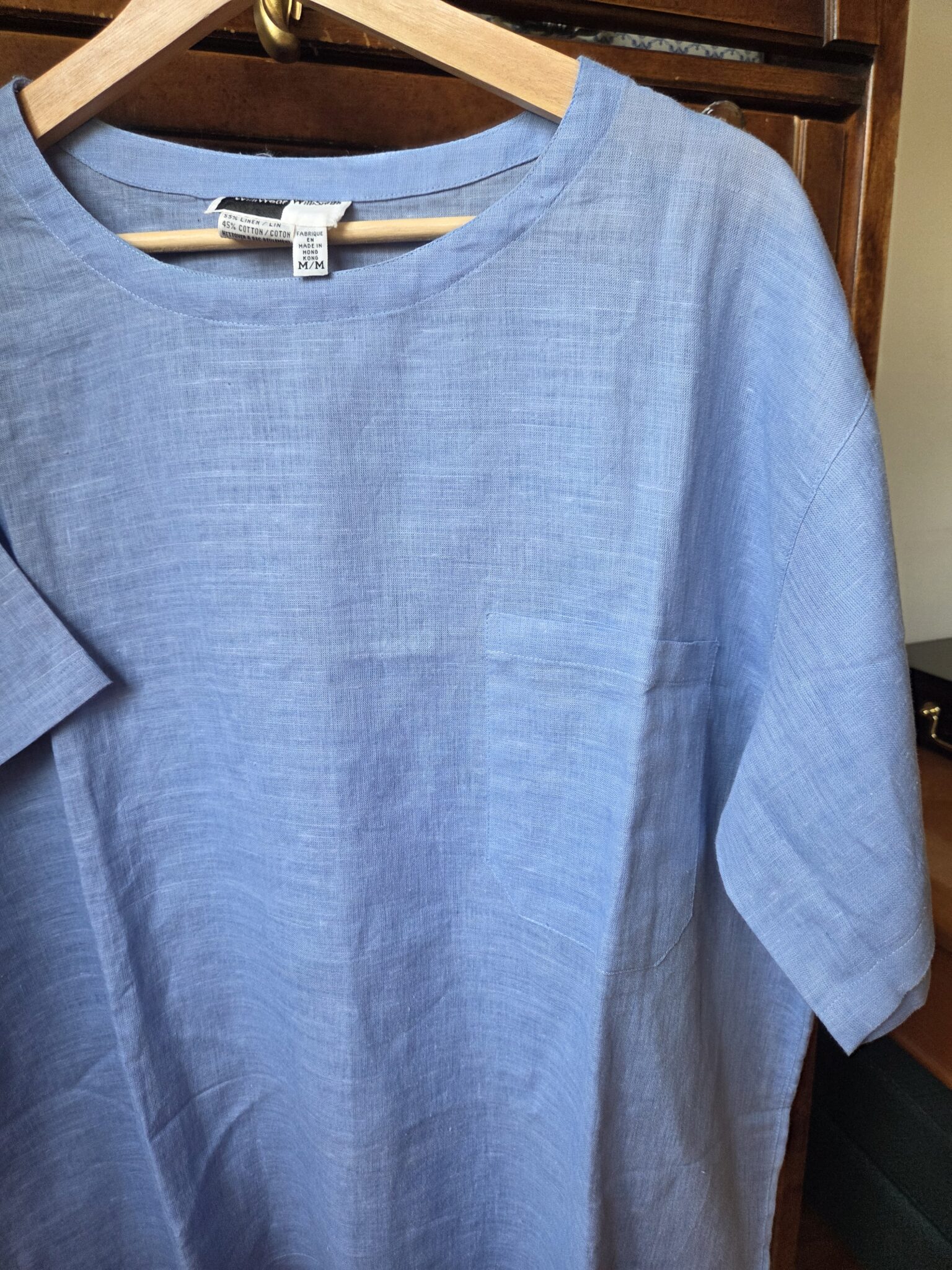 Image for Superbe chemisier couleur pervenche 55 % lin, 45 % coton
