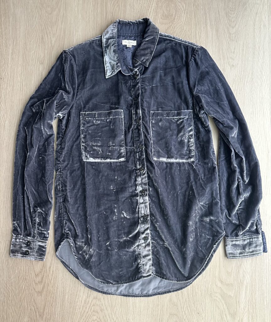 Featured image for Anthropologie Pilcro Velvet Shirt Grey XXS