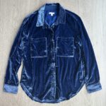 Featured thumbnail for Anthropologie Pilcro Velvet Shirt Blue XS Petite