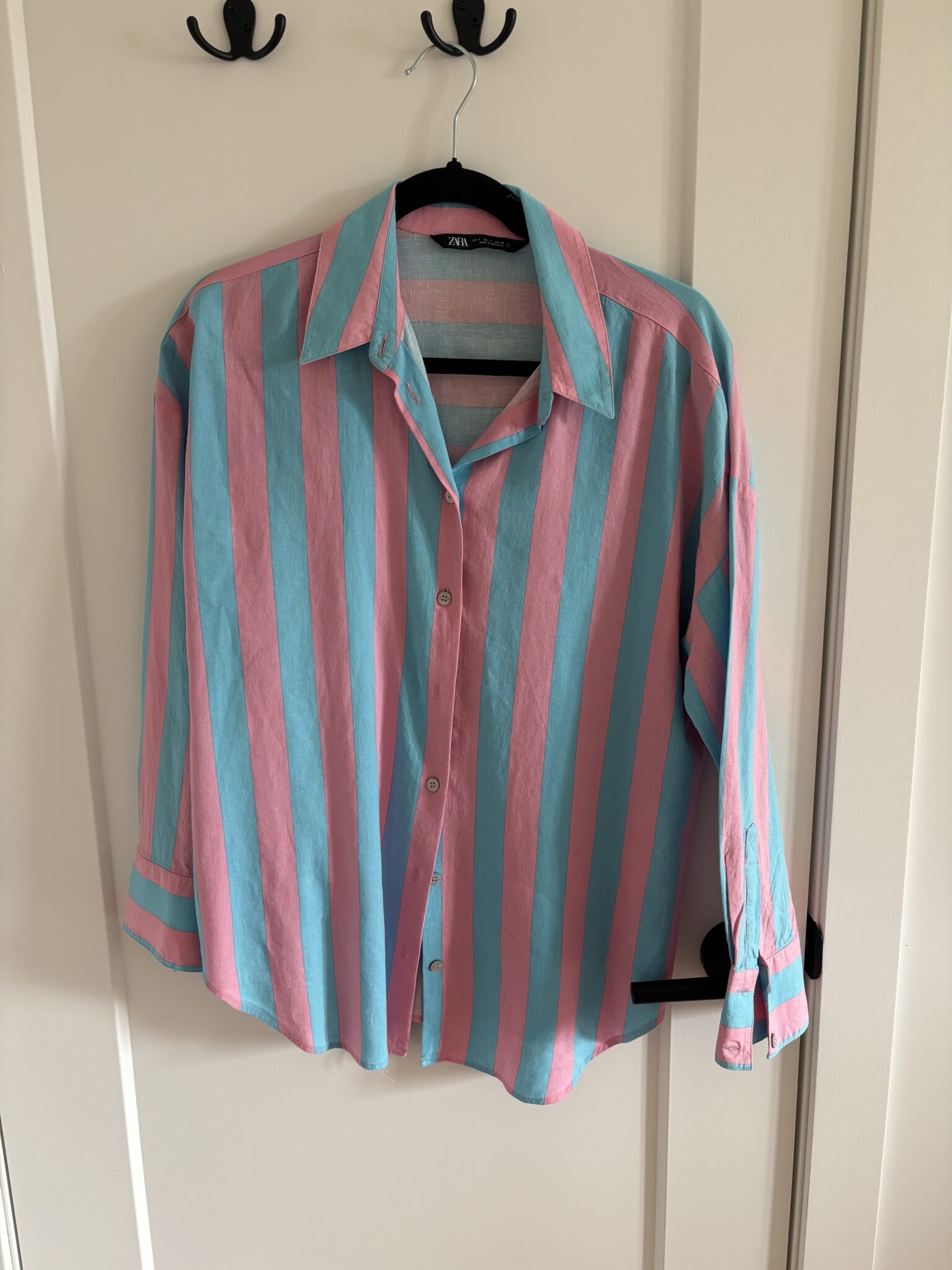 Image for Blue and pink striped oversized shirt ZARA (S)
