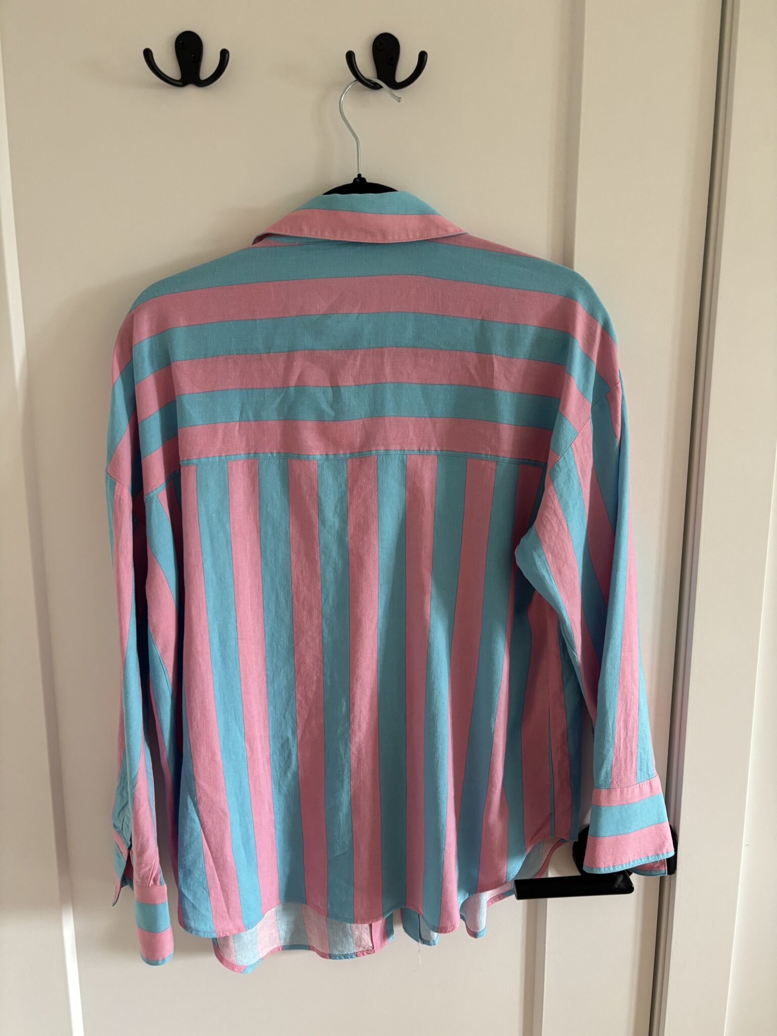 Image for Blue and pink striped oversized shirt ZARA (S)