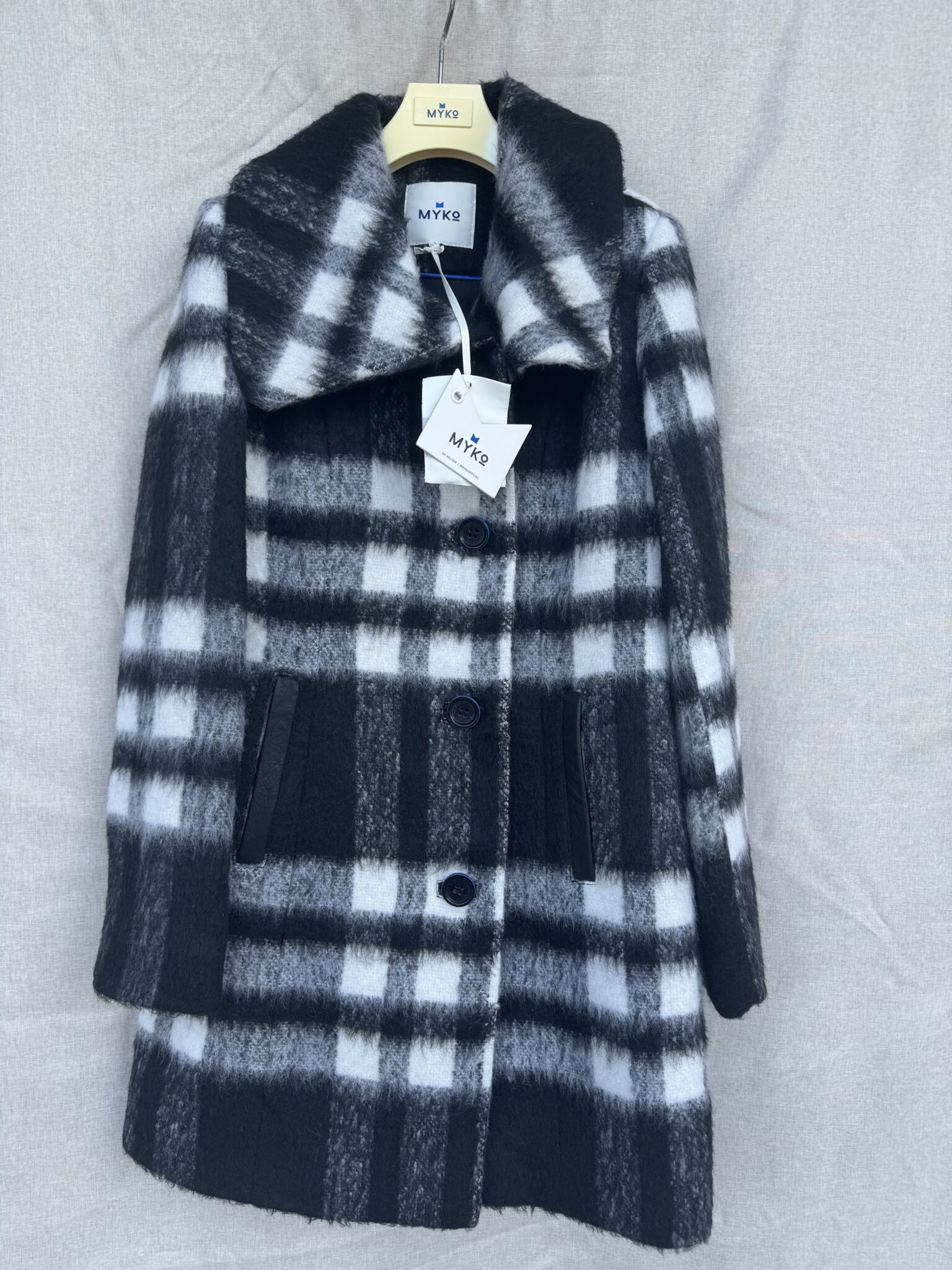 Featured image for Brushed wool plaid coat