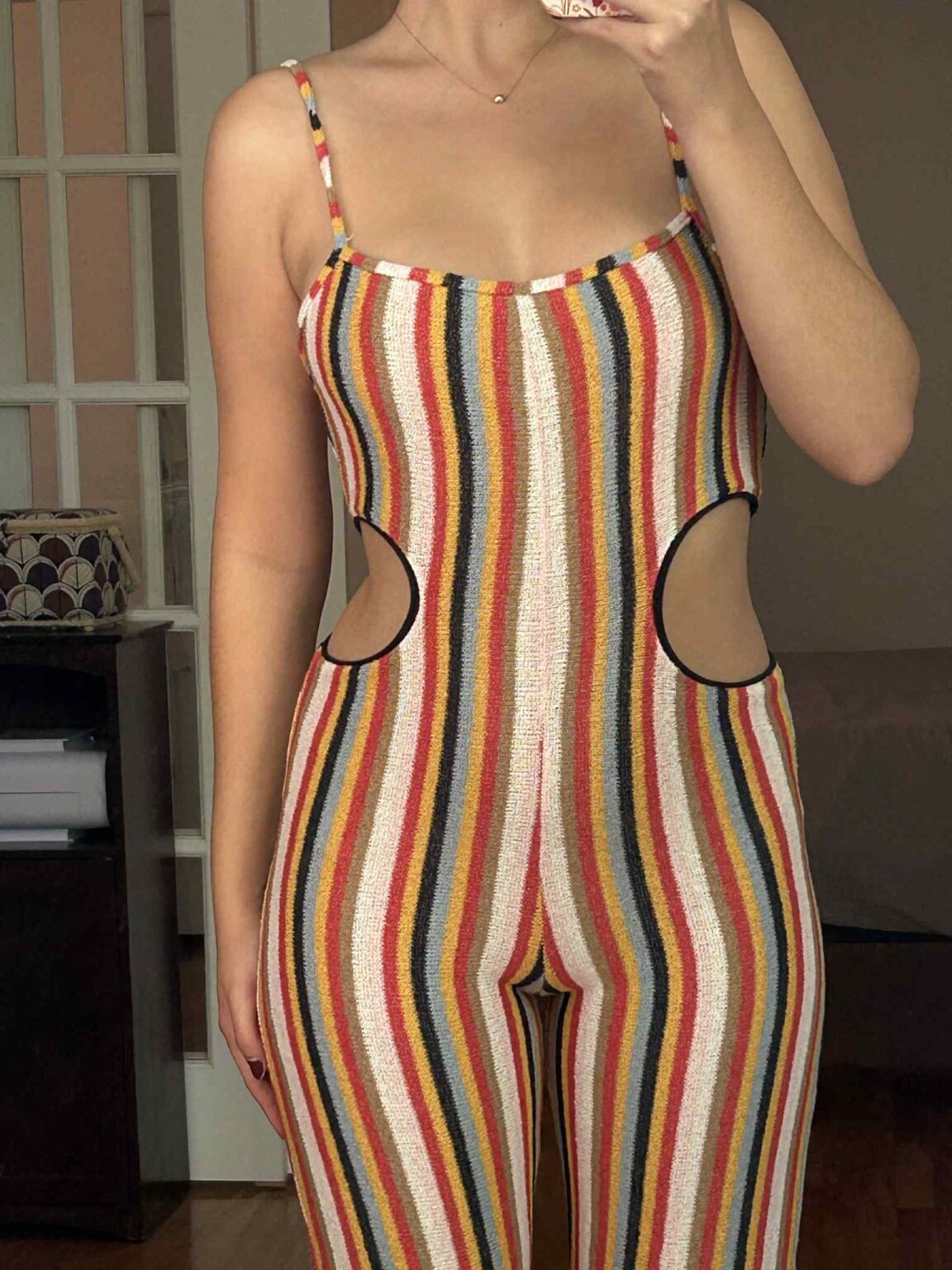 Image for Cut-out terry striped jumpsuit Zara