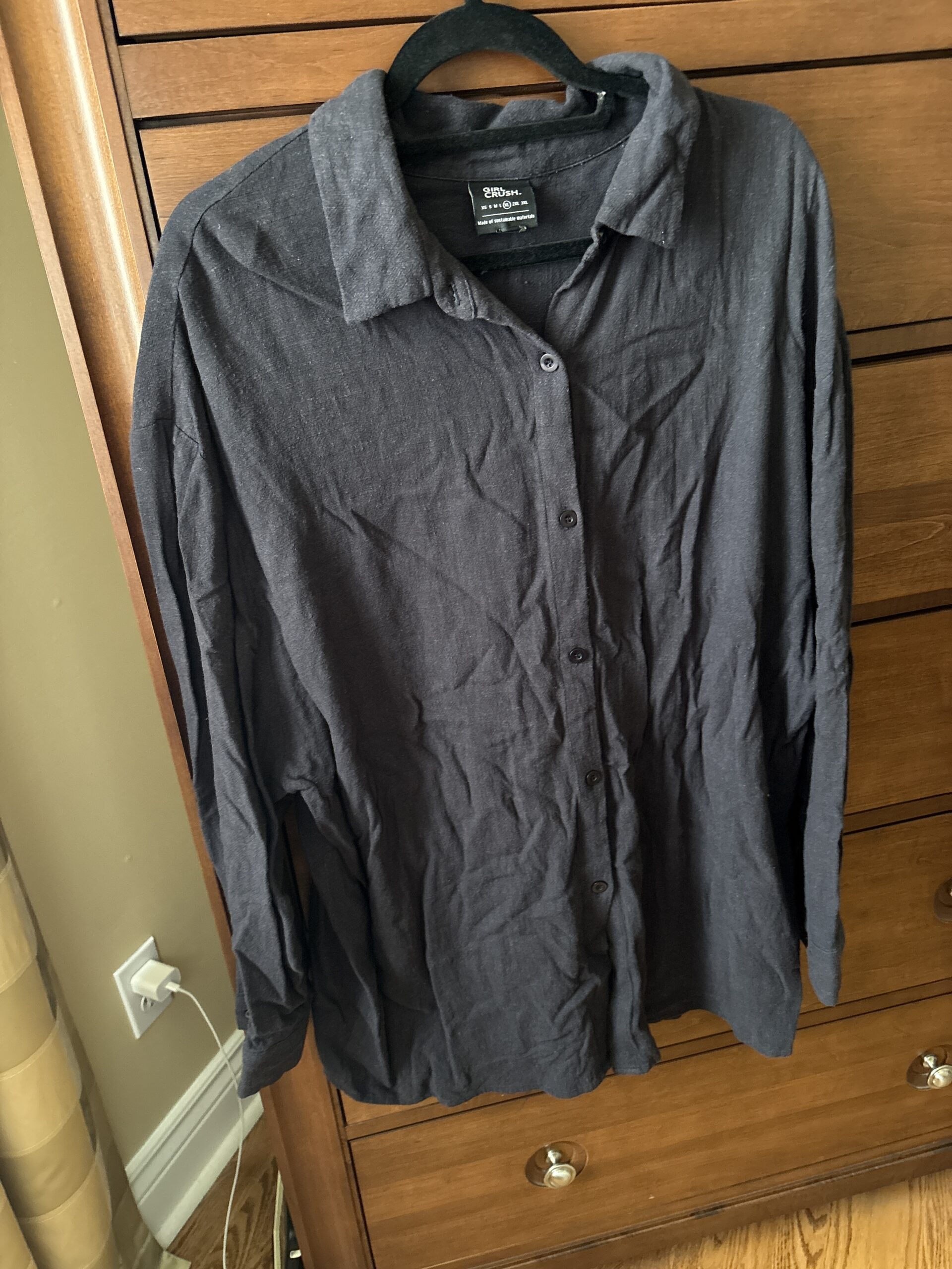 Navy blue linen shirt Girl Crush Gang seconde main