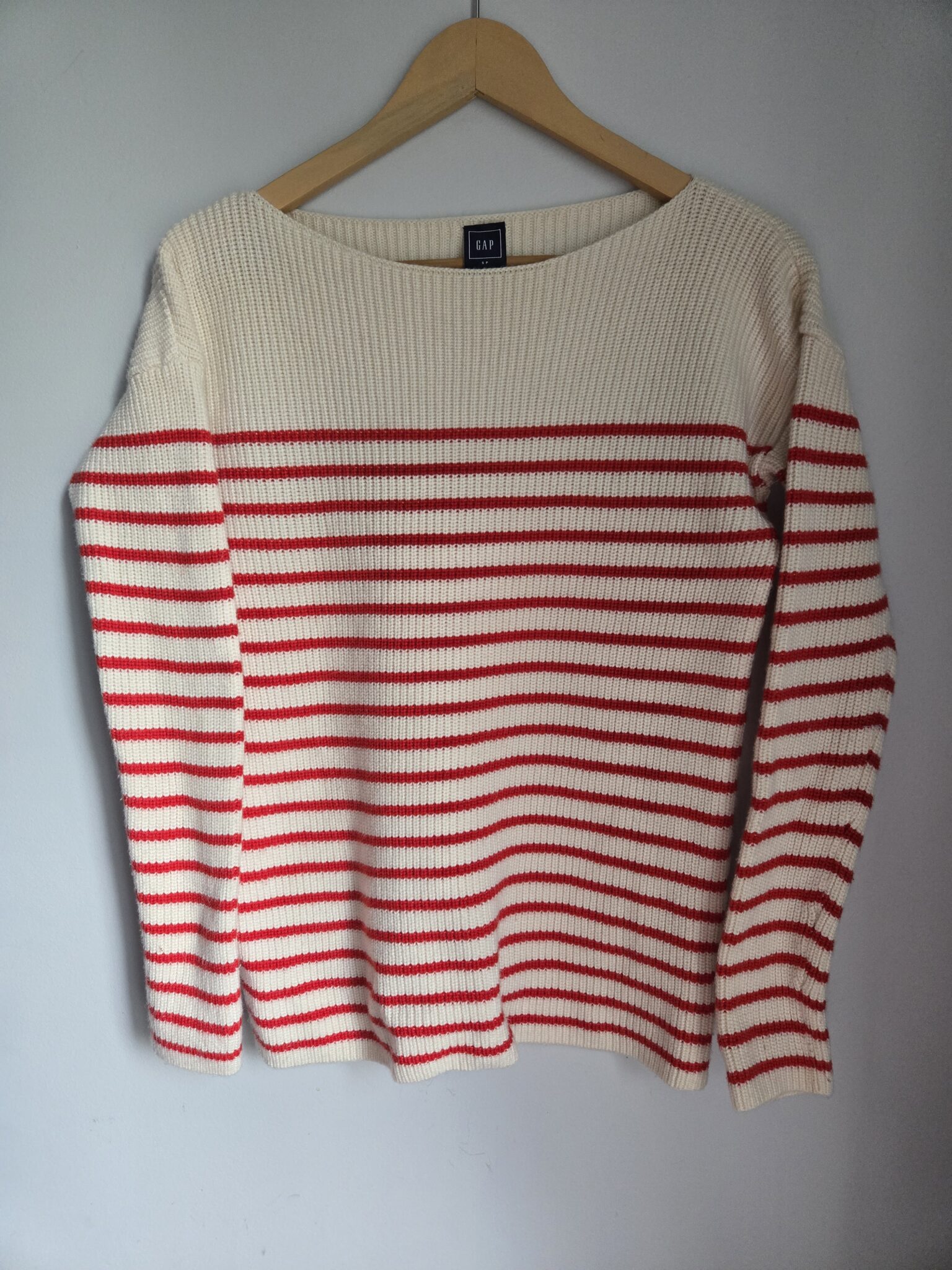 Featured image for GAP cream jumper with red stripes