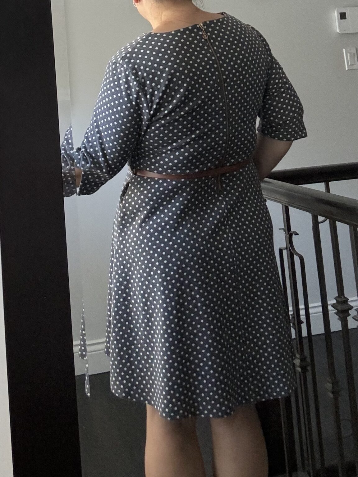 Image for Grey and white polka dot dress