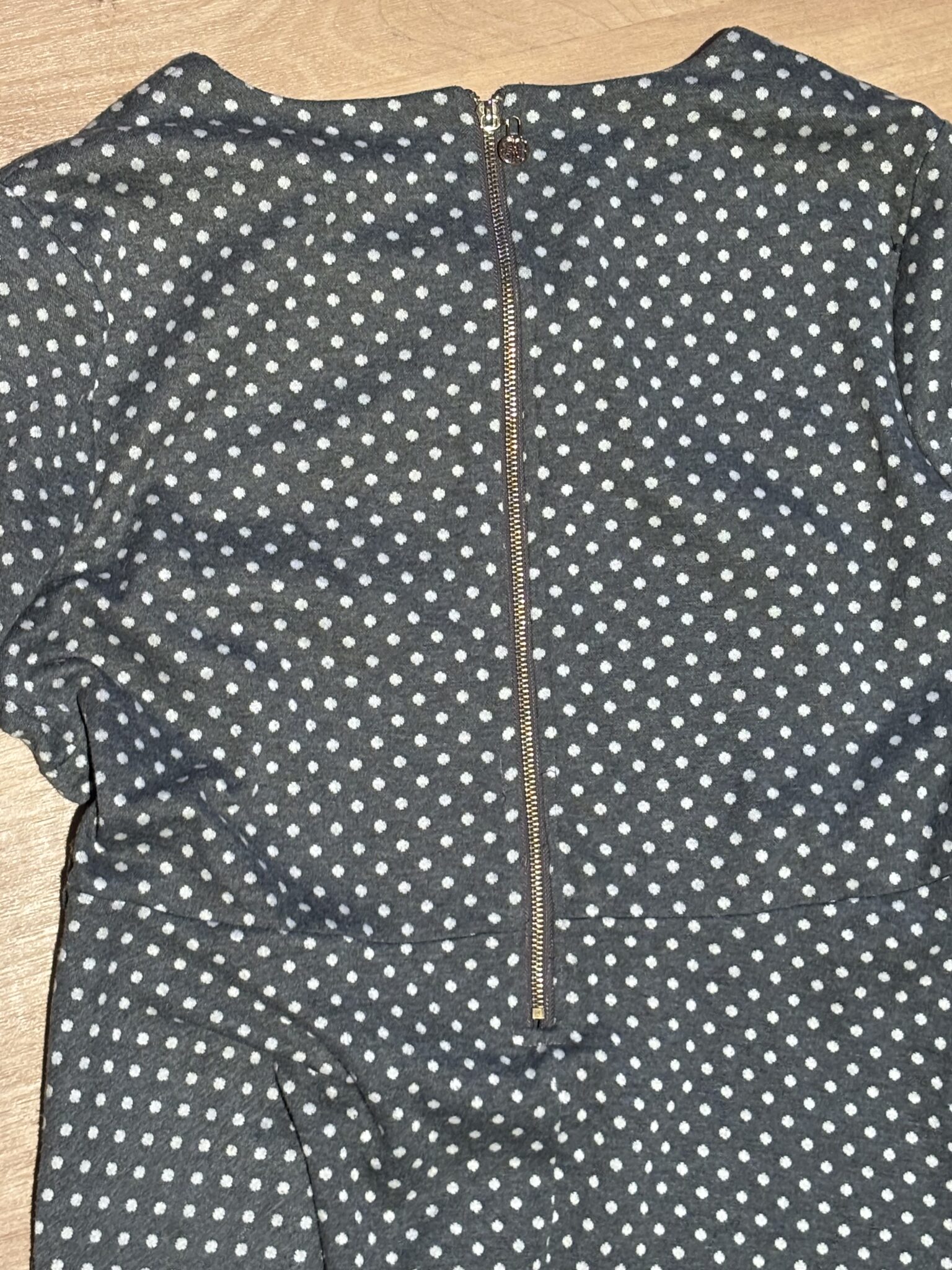 Image for Grey and white polka dot dress