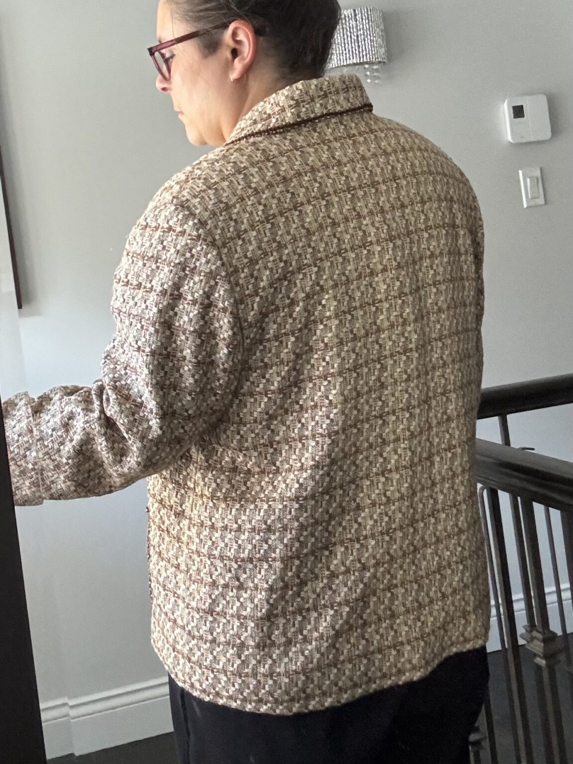 Image for Beige tweed-effect jacket.