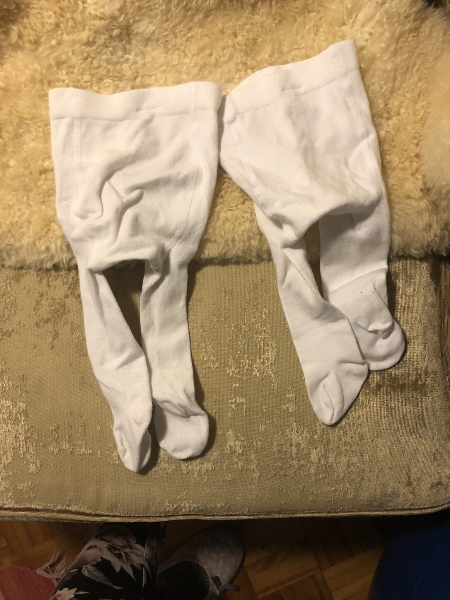 Image for Deux paires de collants blancs bébé naissant fille