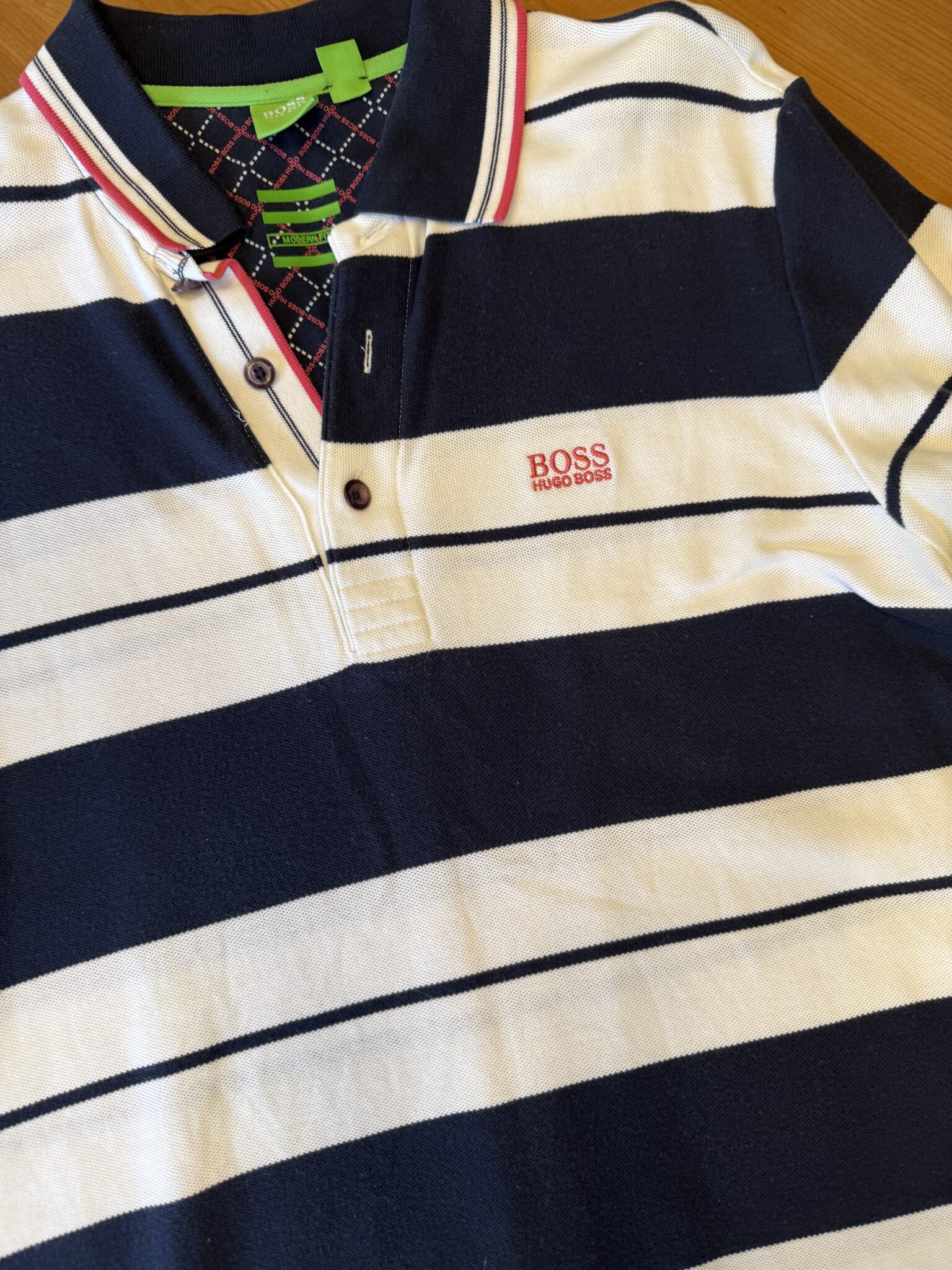 Image for Polo bleu marine, blanc et rose