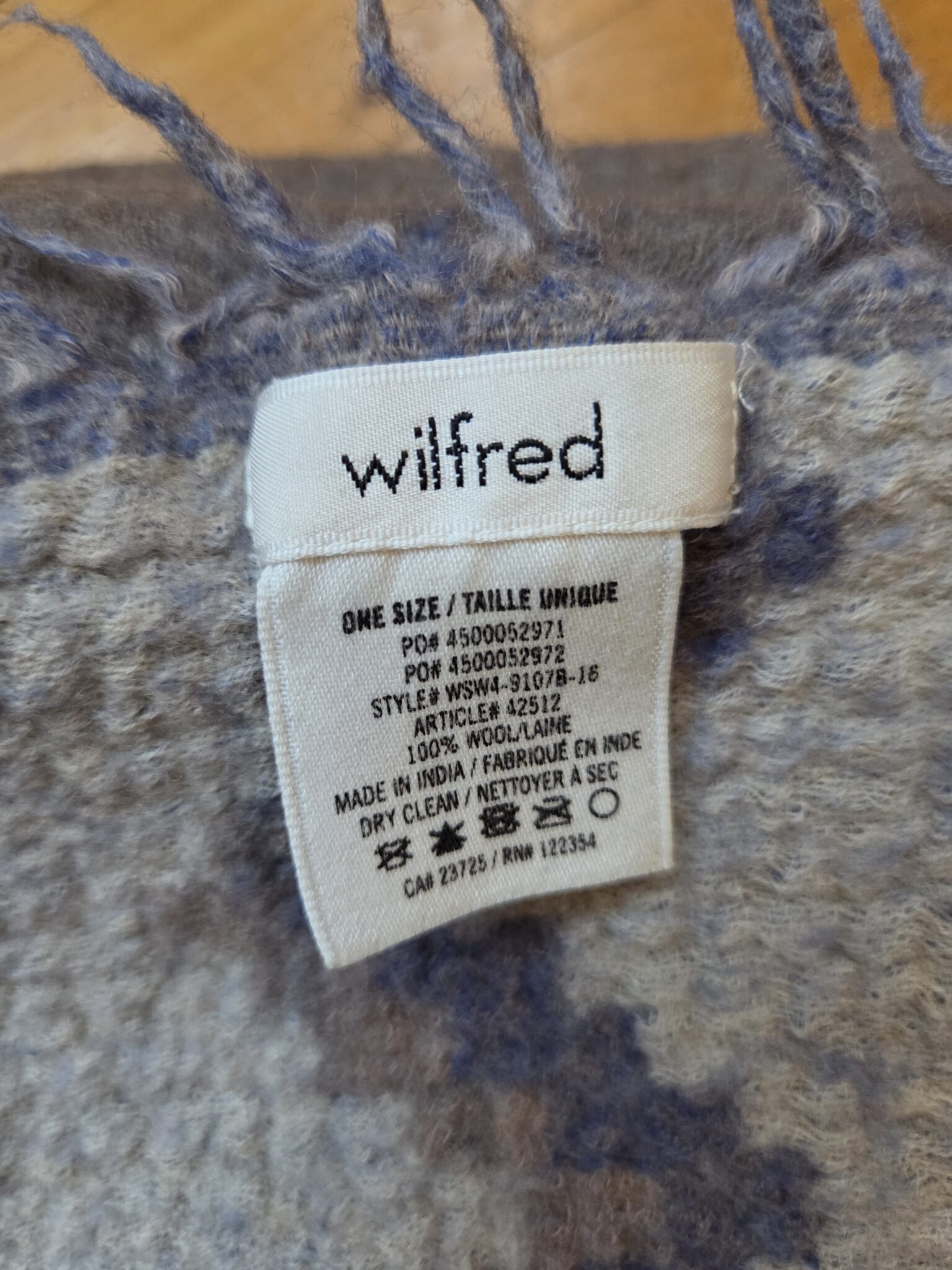 Featured image for Large Wilfred scarf 100% grey wool with zig zag pattern