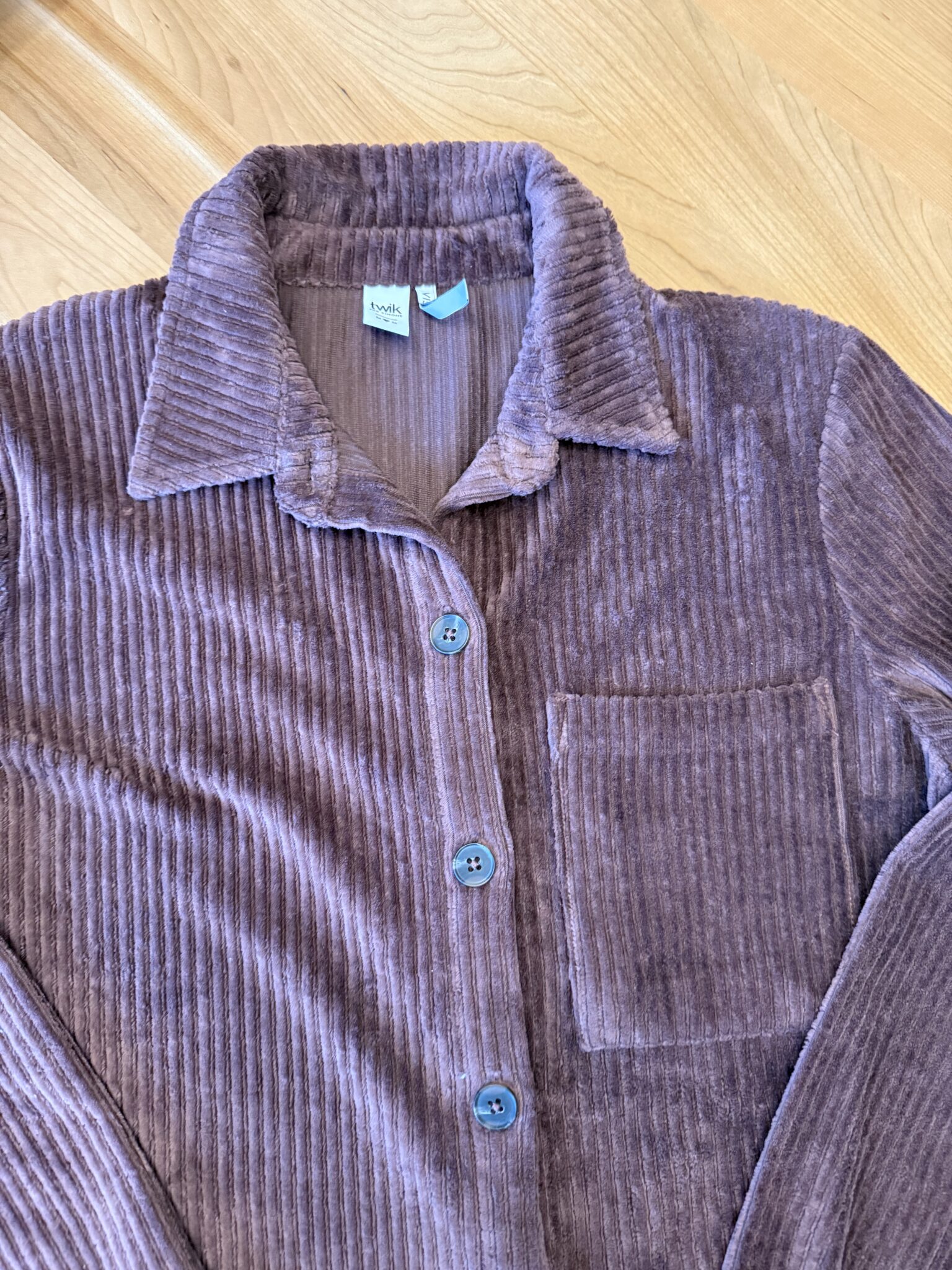Image for Robe chemise en corduroy rouge vin