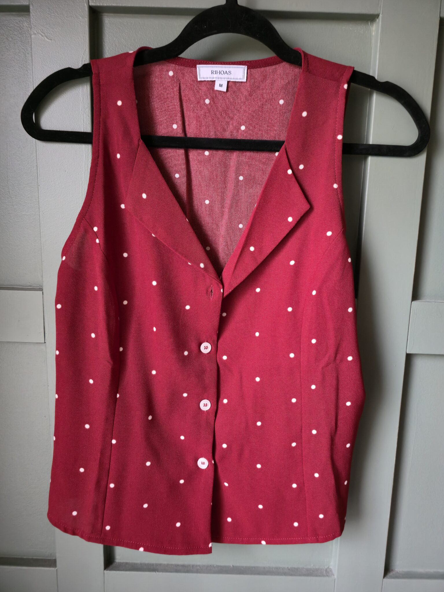 Featured image for RIHOAS - Red sleeveless tank top with polka dots and adjustable back