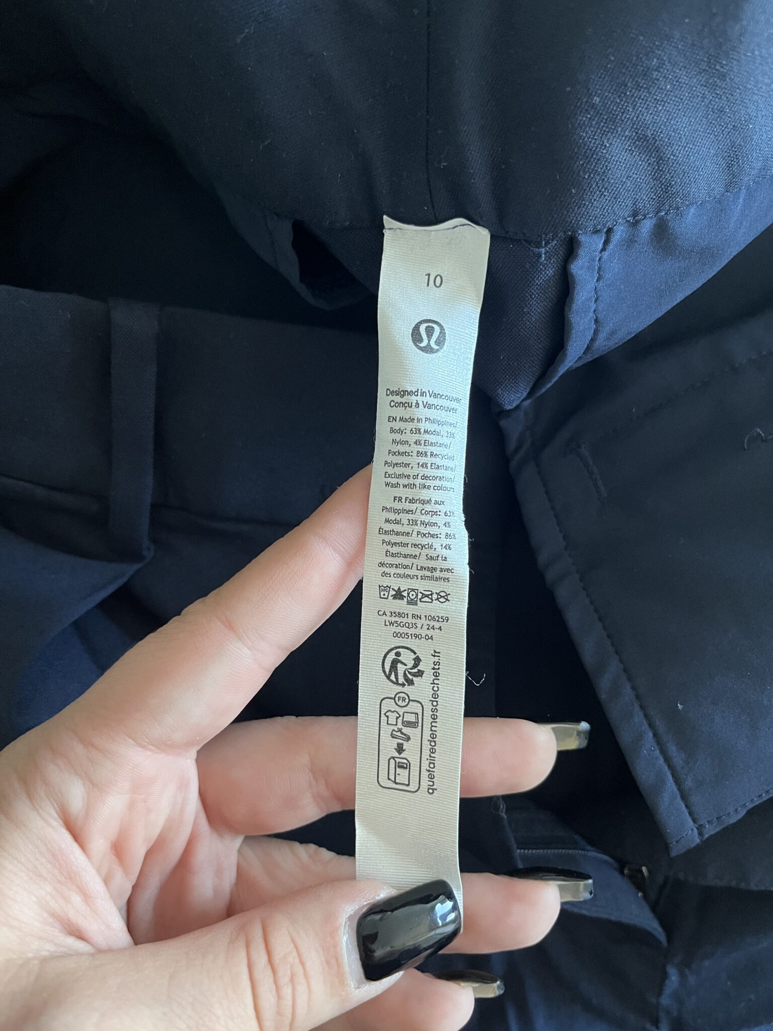 Image for Lululemon dress trousers size 10 navy blue