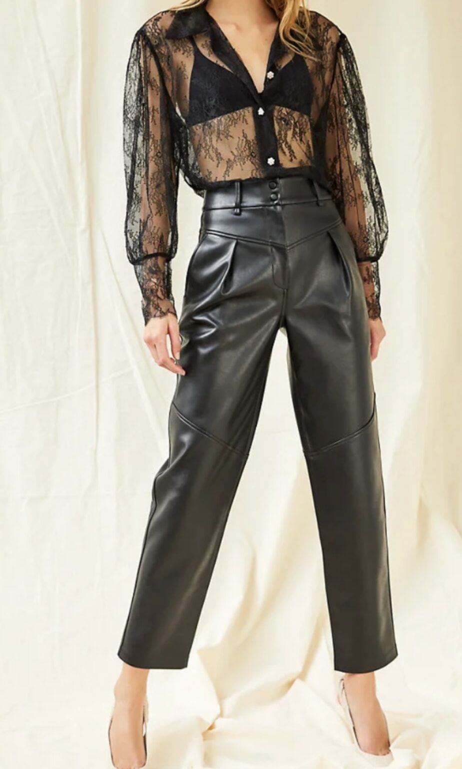 Image for Le Fou Wilfred shiny black trousers size 8