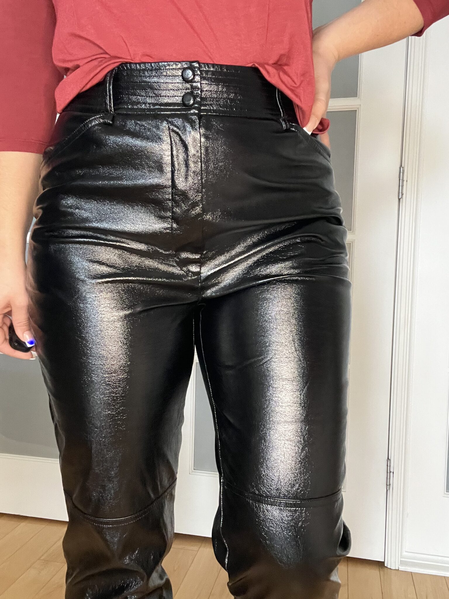 Image for Le Fou Wilfred shiny black trousers size 8