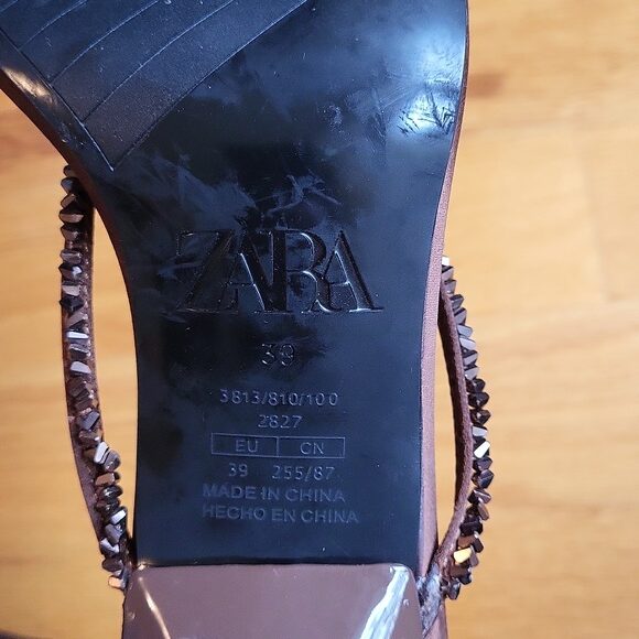 Image for Sandales brunes métallique à talon Zara