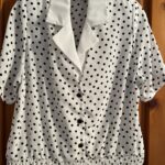 Featured thumbnail for White satin blouse with black polka dots -Petite Élite