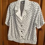 Thumbnail for White satin blouse with black polka dots -Petite Élite