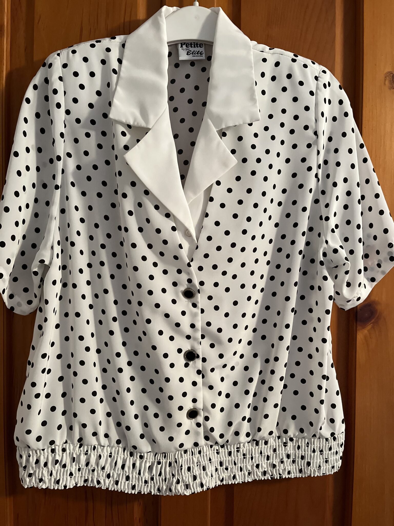 Image for White satin blouse with black polka dots -Petite Élite