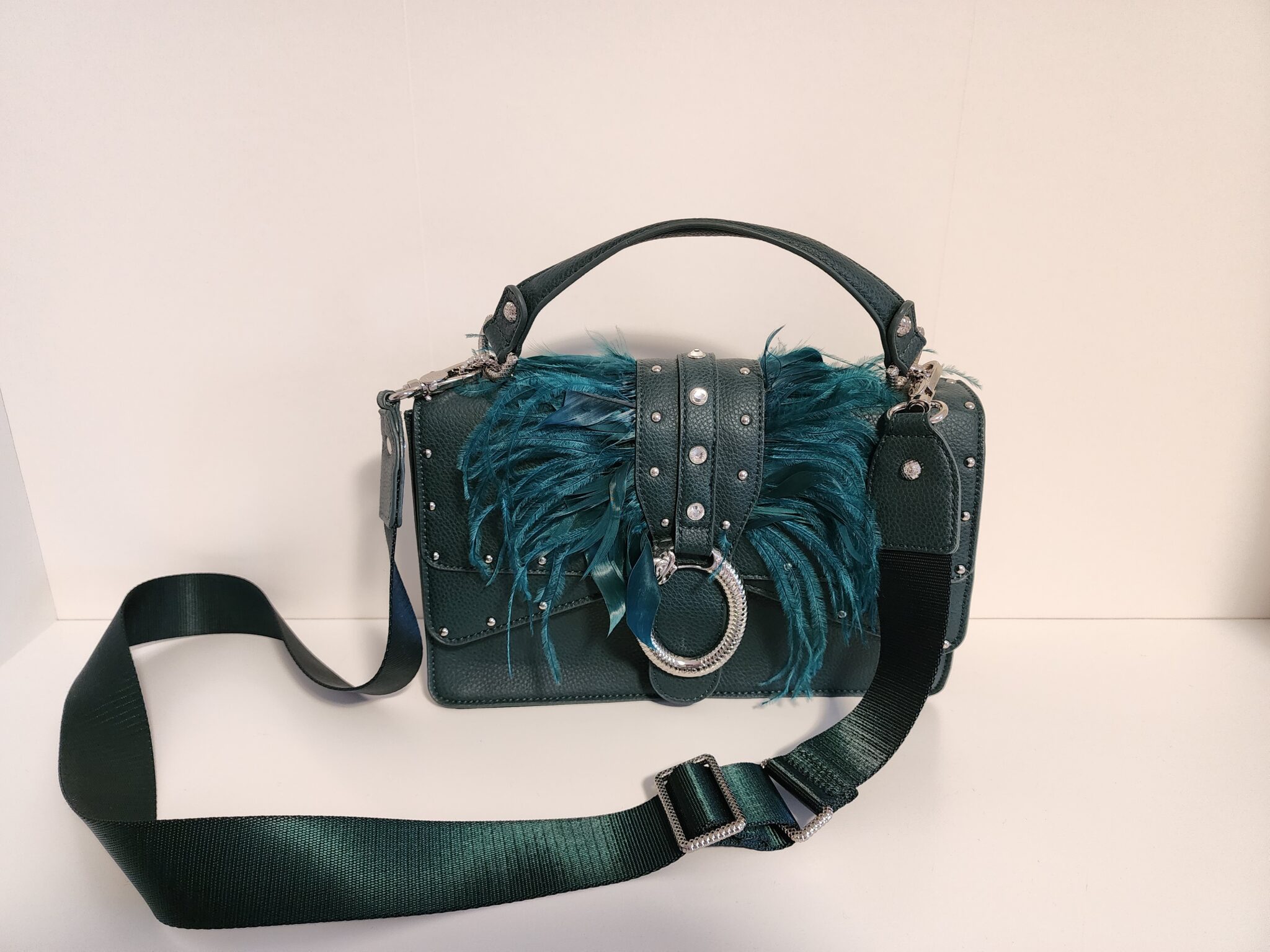 Image for LIU JO Darsena Handbag, in Dark Green with Feathers