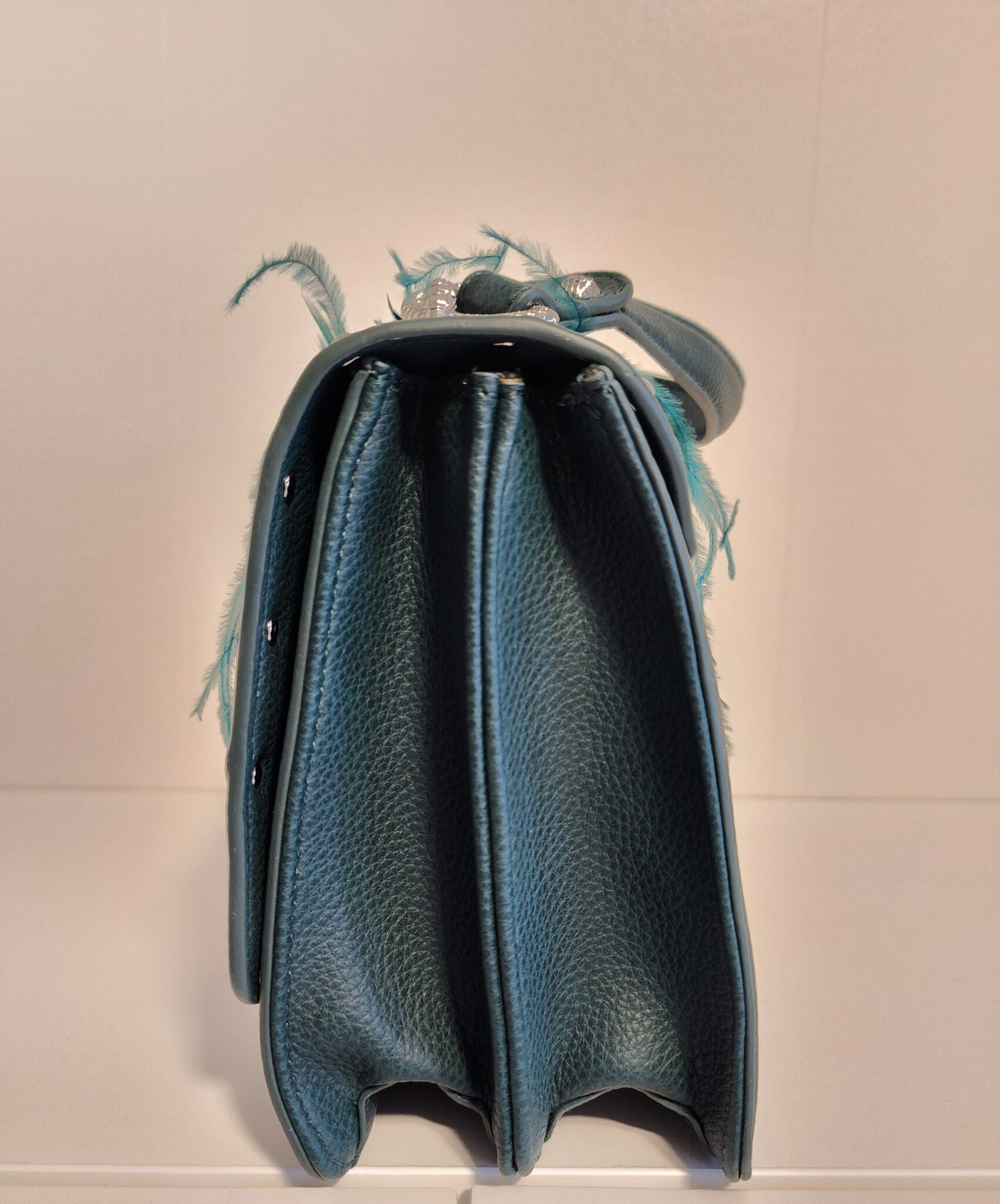 Image for LIU JO Darsena Handbag, in Dark Green with Feathers
