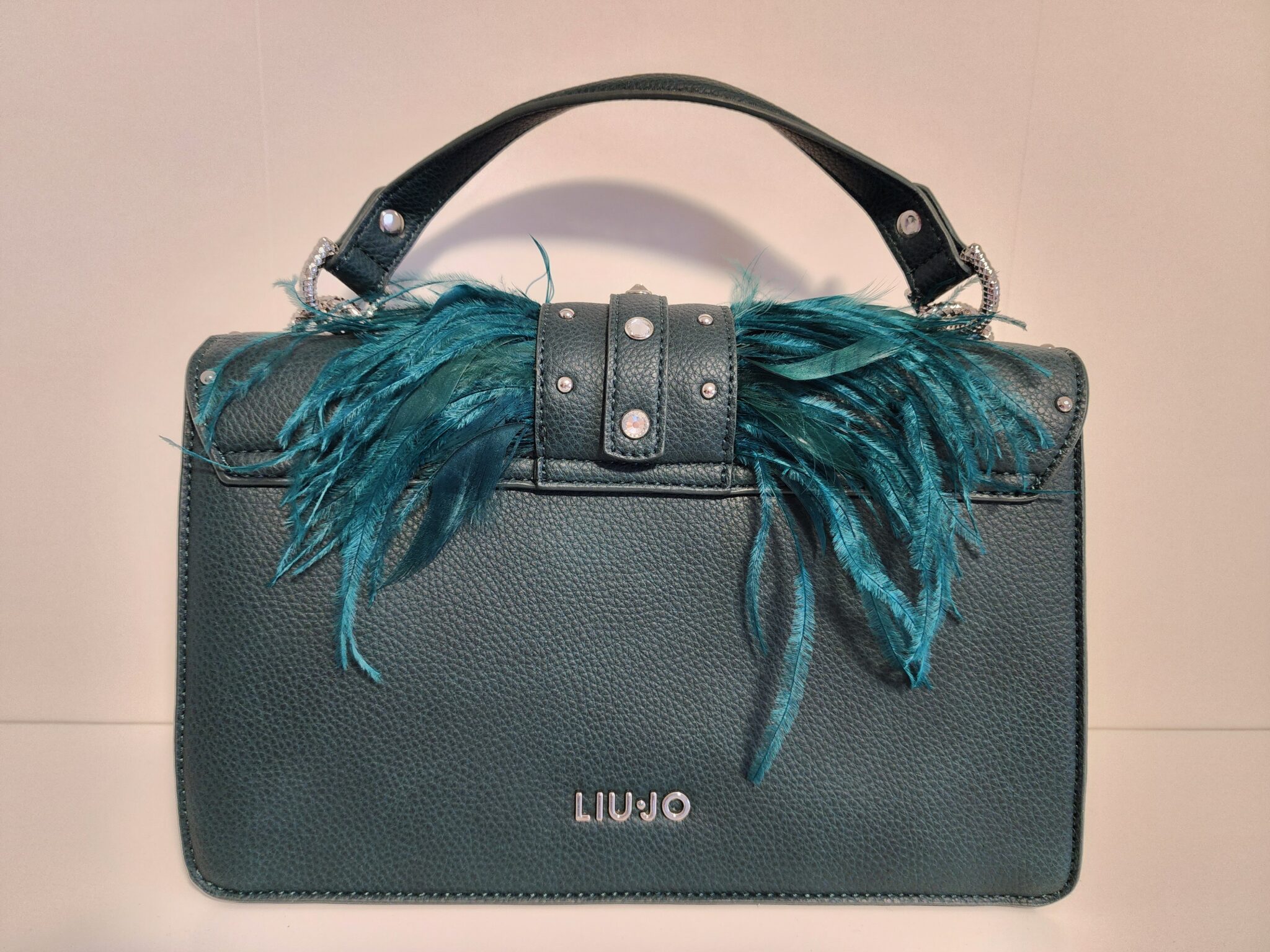 Image for LIU JO Darsena Handbag, in Dark Green with Feathers
