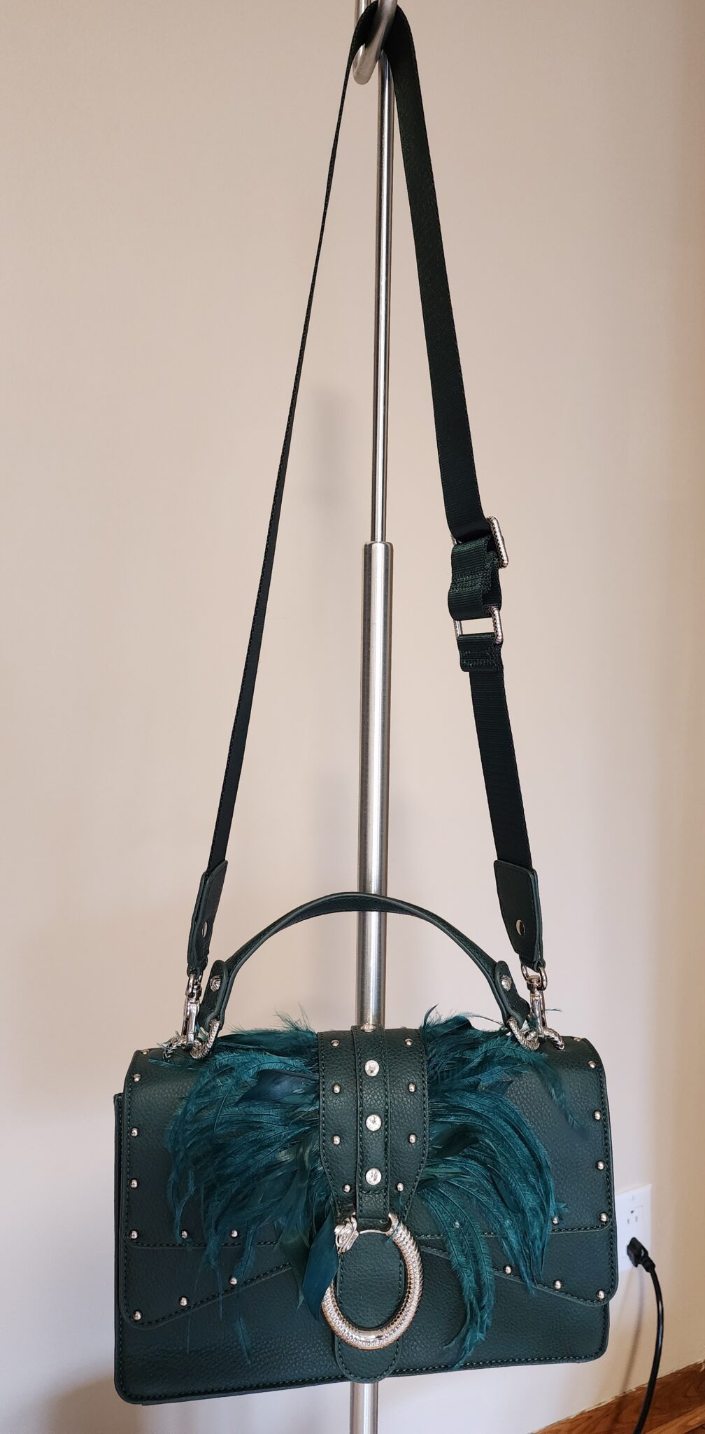 Image for LIU JO Darsena Handbag, in Dark Green with Feathers