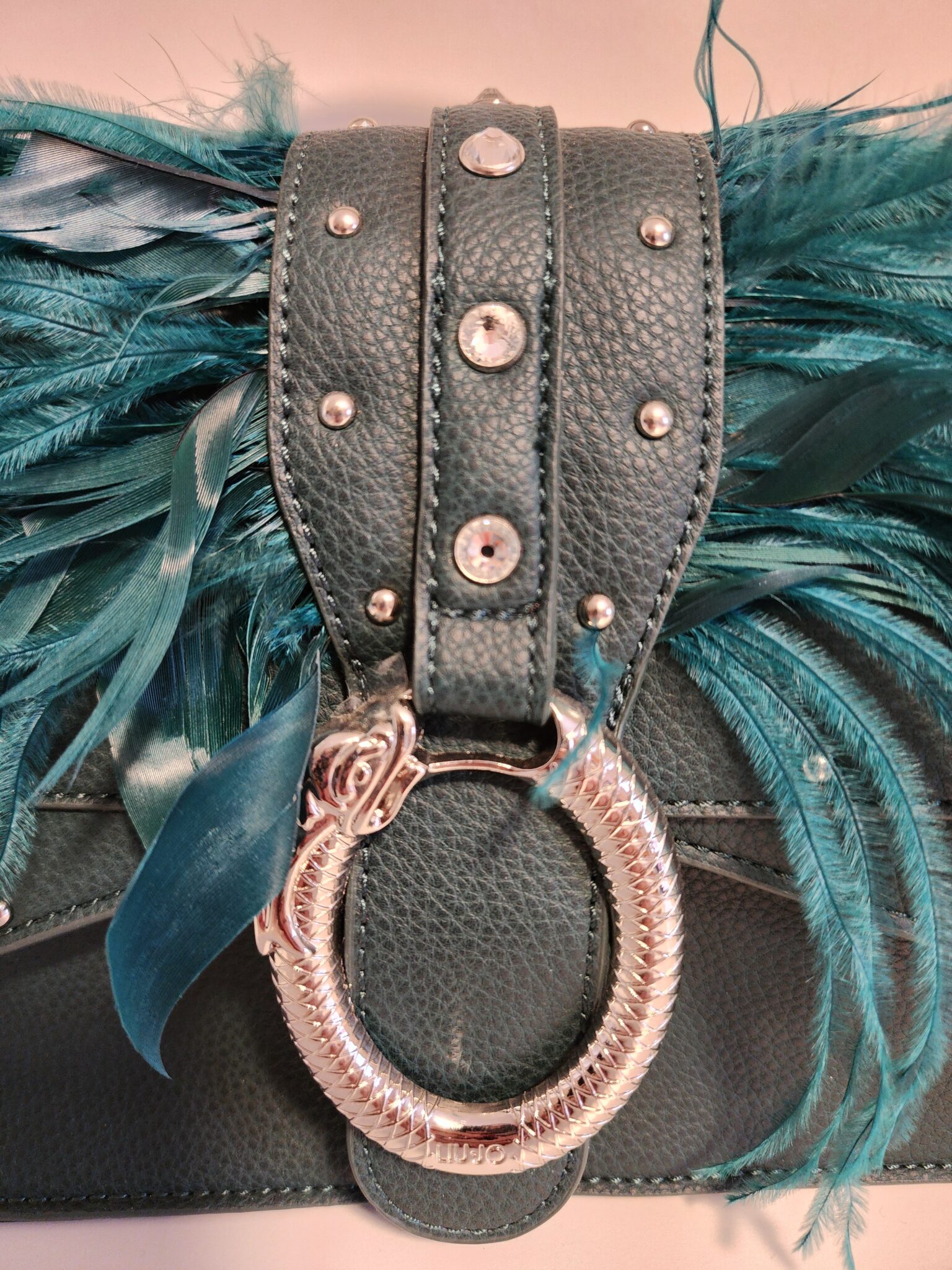 Image for LIU JO Darsena Handbag, in Dark Green with Feathers
