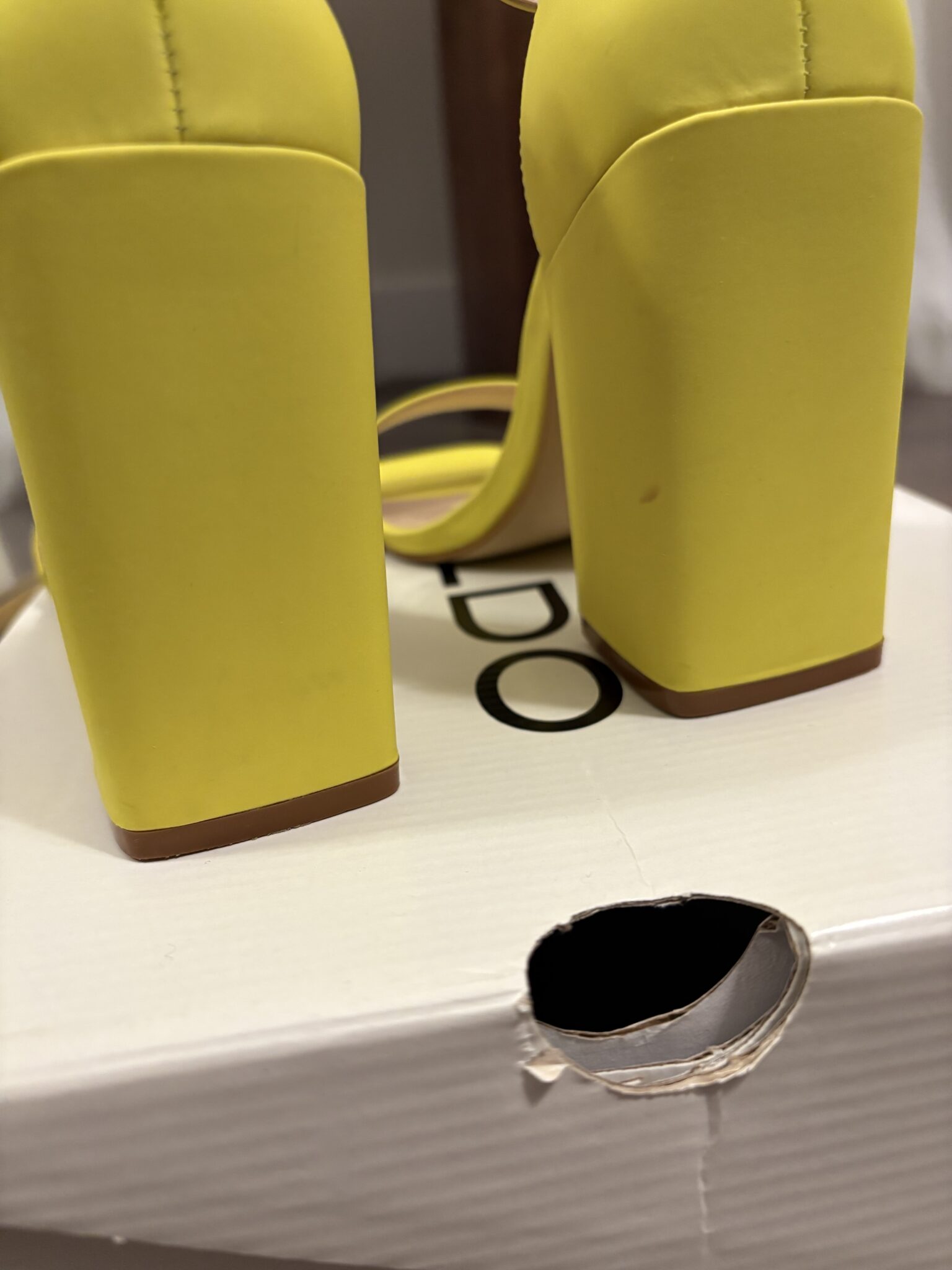Image for Neon yellow block heel sandals